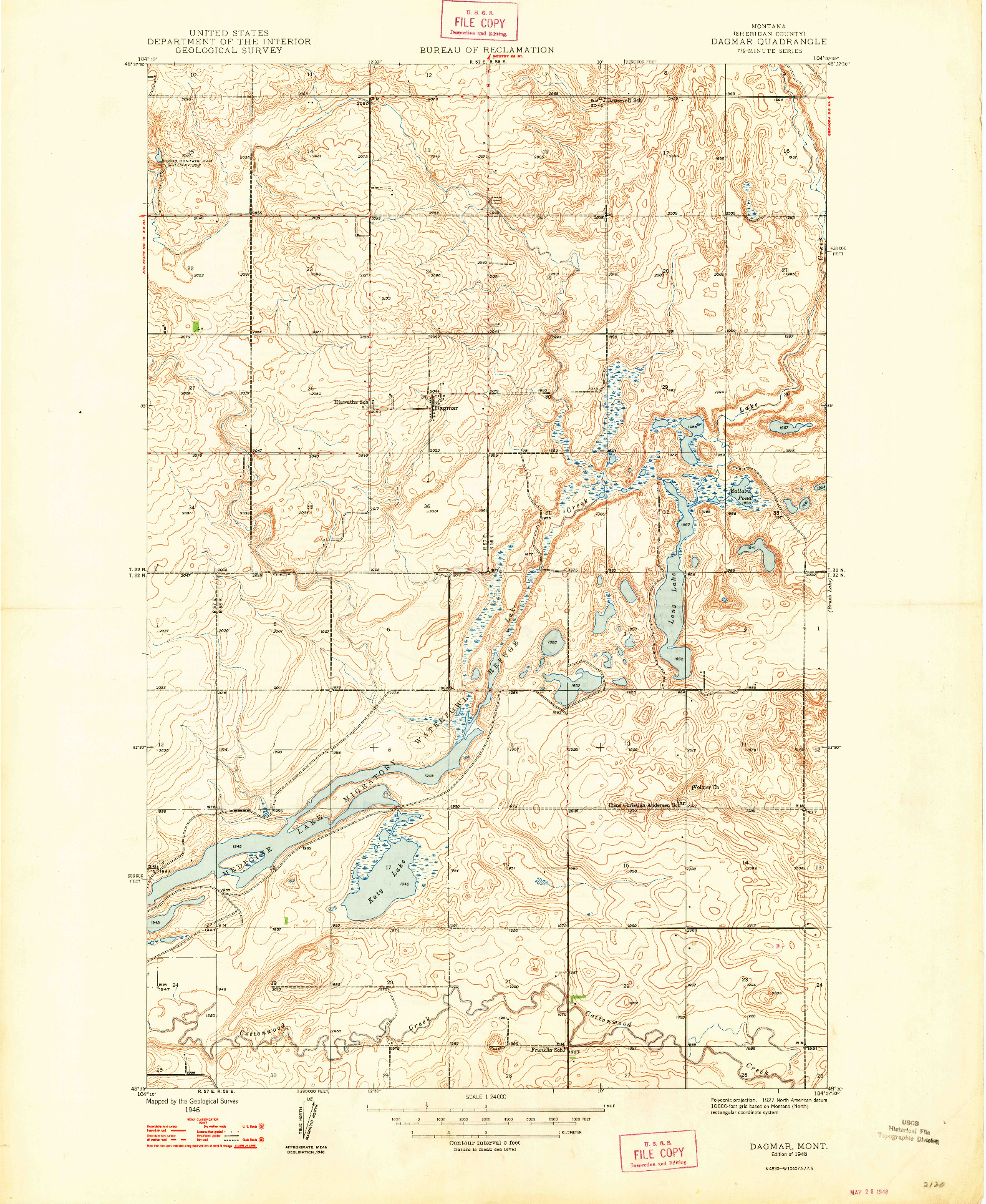 USGS 1:24000-SCALE QUADRANGLE FOR DAGMAR, MT 1948