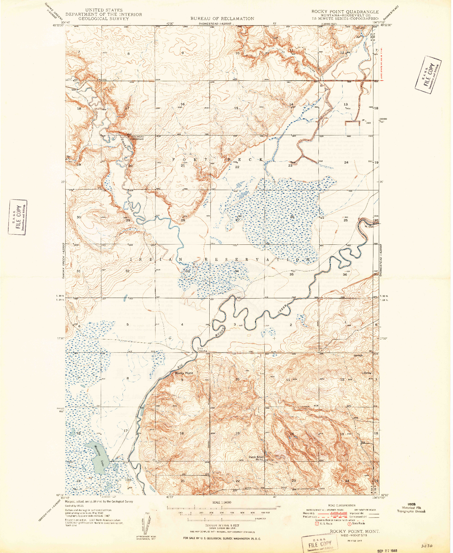 USGS 1:24000-SCALE QUADRANGLE FOR ROCKY POINT, MT 1948