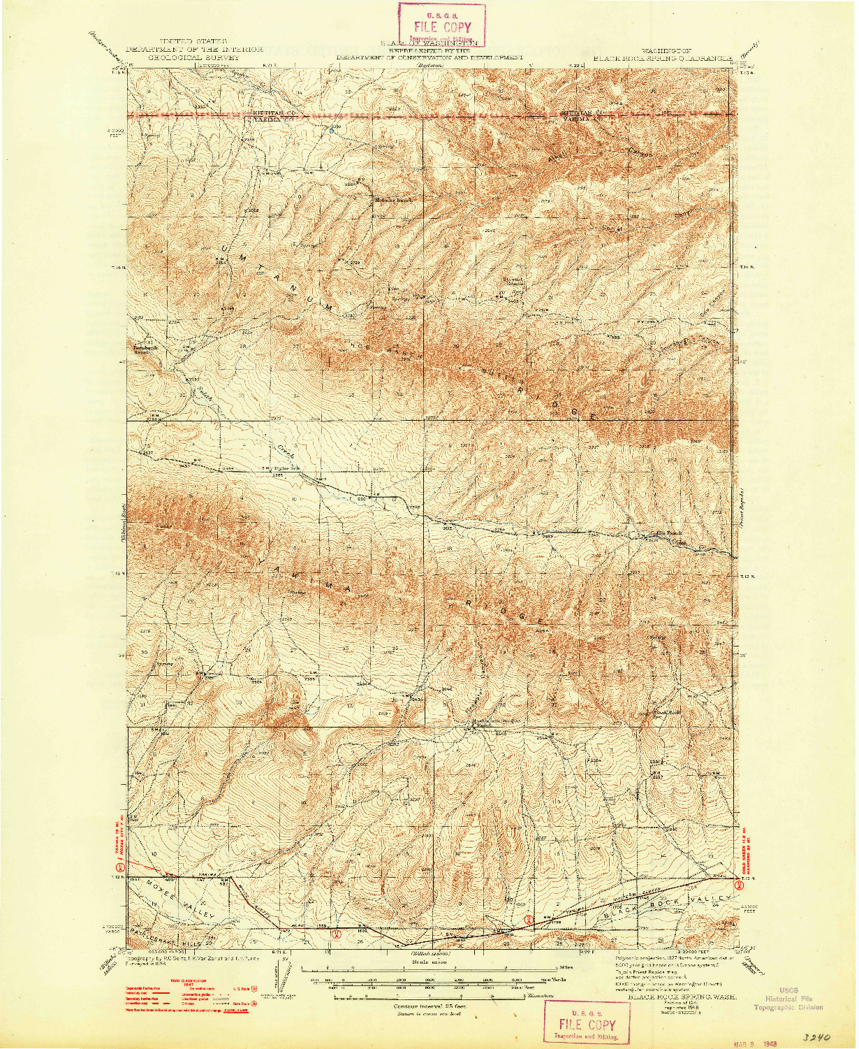 USGS 1:62500-SCALE QUADRANGLE FOR BLACK ROCK SPRING, WA 1941