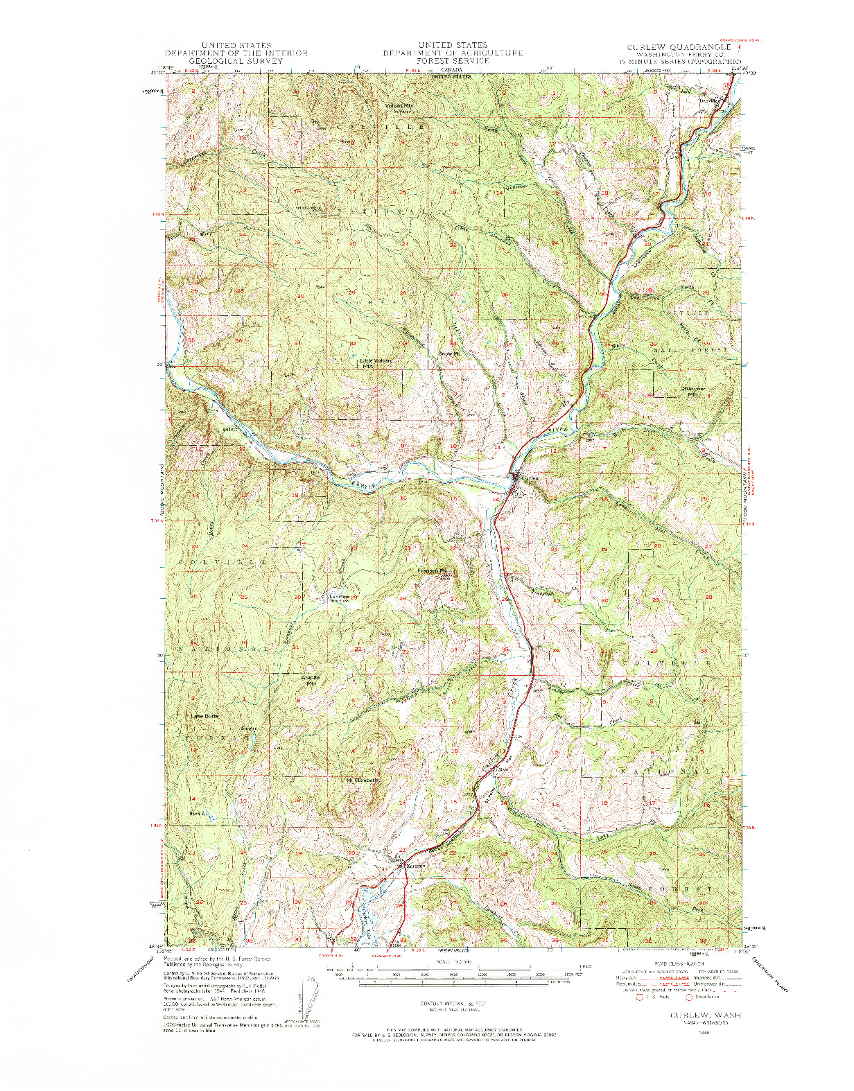 USGS 1:62500-SCALE QUADRANGLE FOR CURLEW, WA 1948