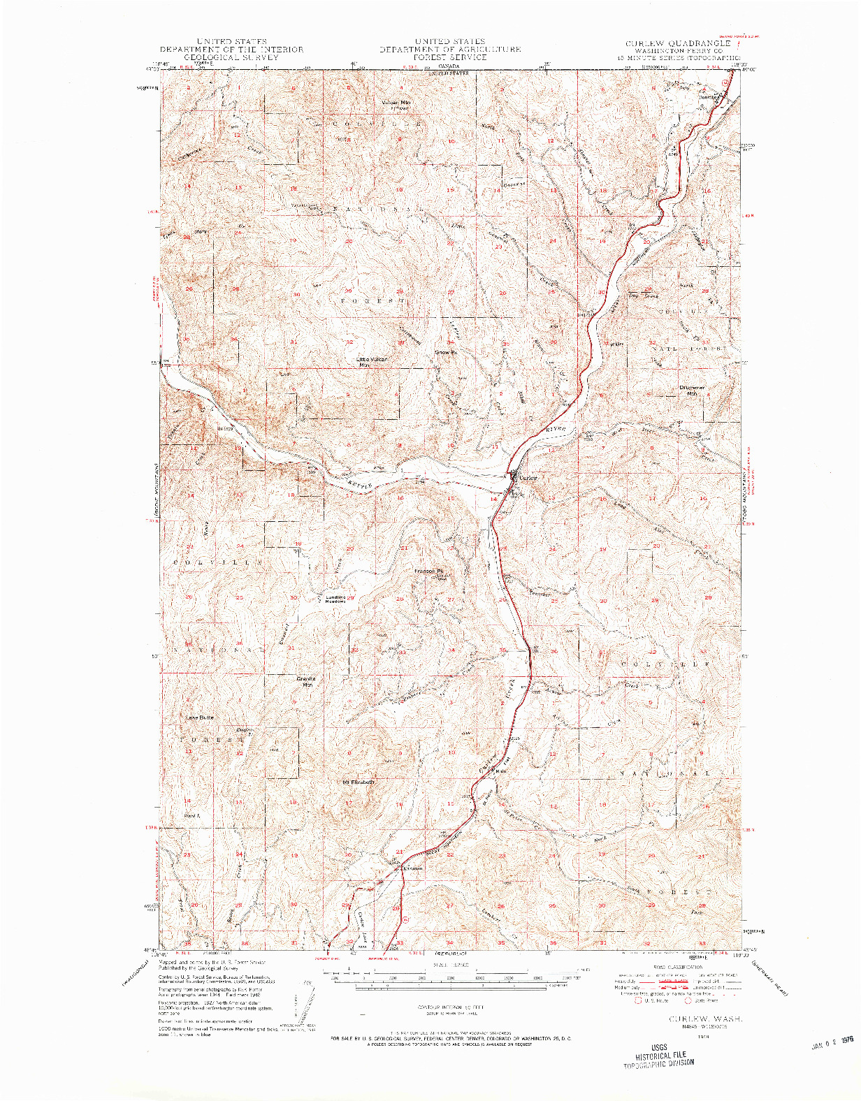 USGS 1:62500-SCALE QUADRANGLE FOR CURLEW, WA 1948