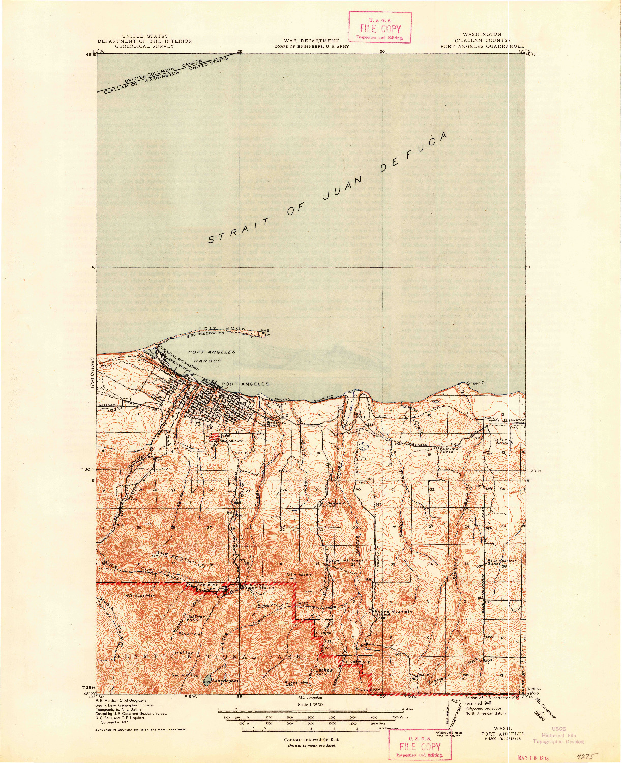 USGS 1:62500-SCALE QUADRANGLE FOR PORT ANGELES, WA 1918