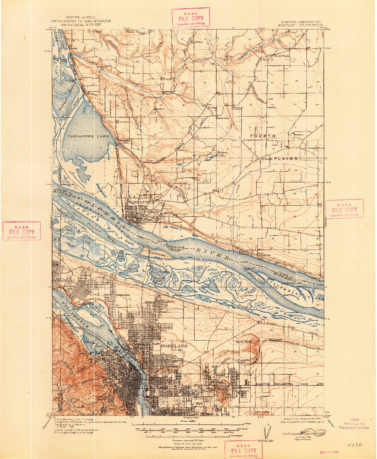 USGS 1:62500-SCALE QUADRANGLE FOR PORTLAND, WA 1905