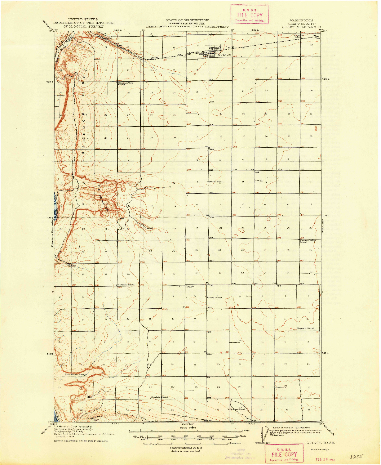 USGS 1:62500-SCALE QUADRANGLE FOR QUINCY, WA 1910