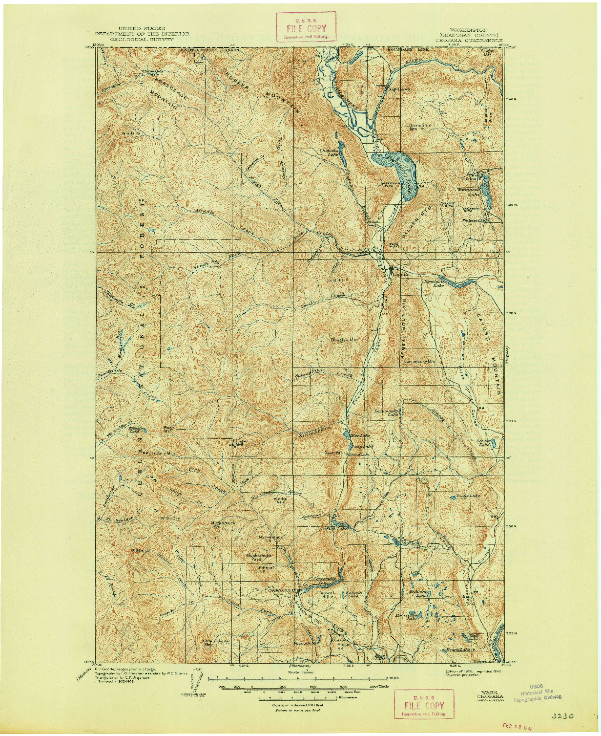 USGS 1:125000-SCALE QUADRANGLE FOR CHOPAKA, WA 1906