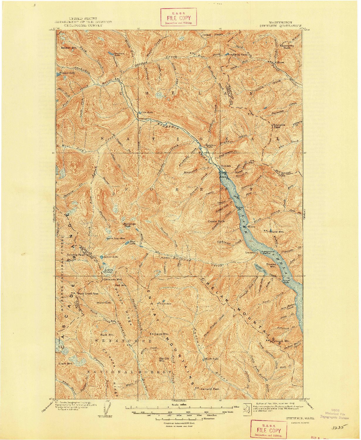 USGS 1:125000-SCALE QUADRANGLE FOR STEHEKIN, WA 1904
