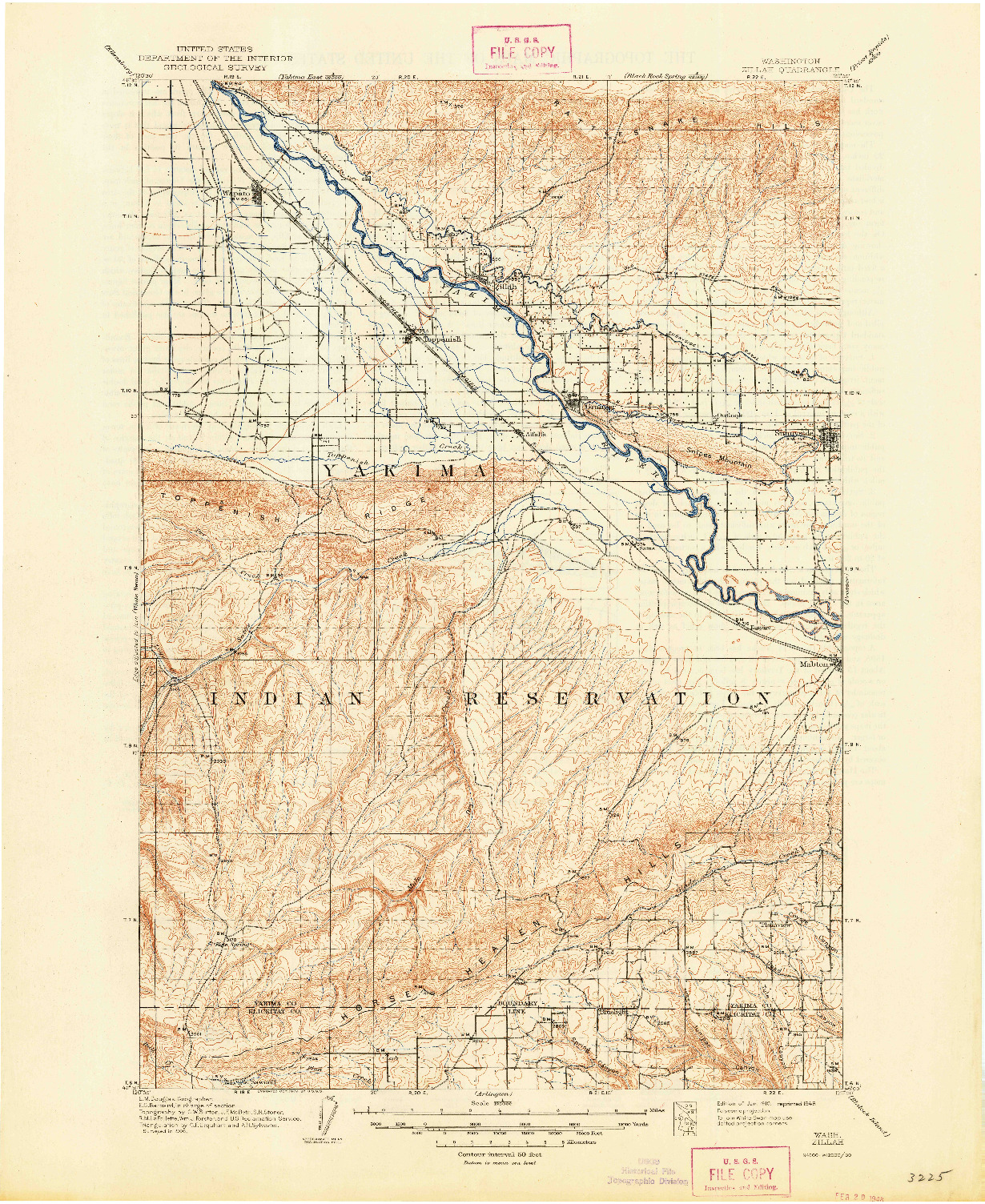 USGS 1:125000-SCALE QUADRANGLE FOR ZILLAH, WA 1910