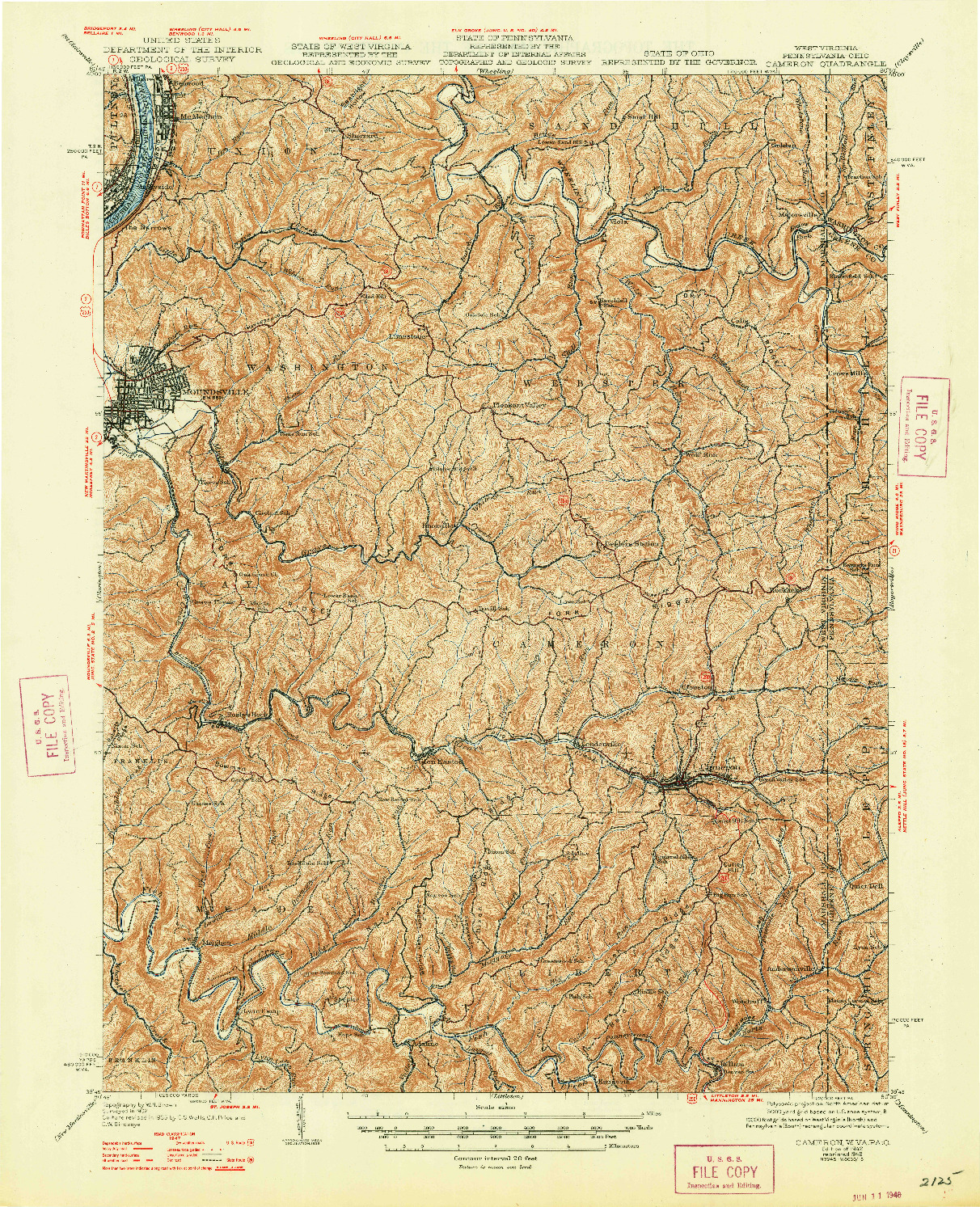 USGS 1:62500-SCALE QUADRANGLE FOR CAMERON, WV 1942