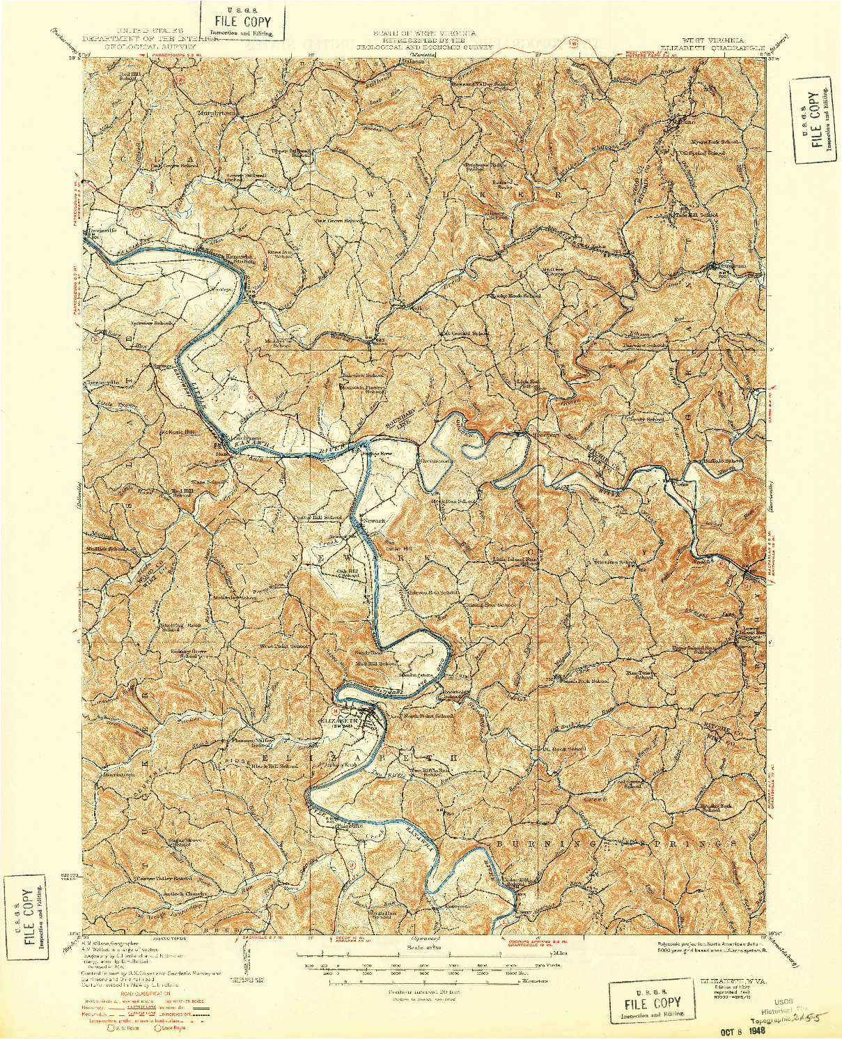 USGS 1:62500-SCALE QUADRANGLE FOR ELIZABETH, WV 1926