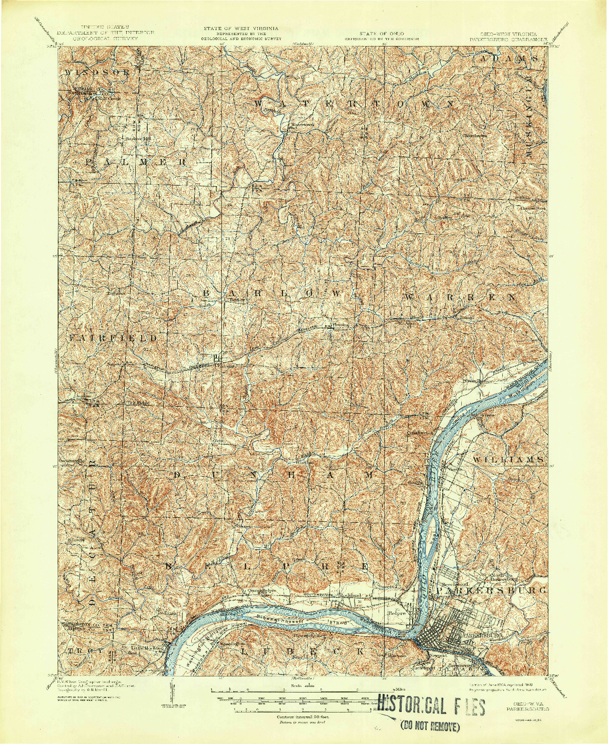 USGS 1:62500-SCALE QUADRANGLE FOR PARKERSBURG, WV 1904