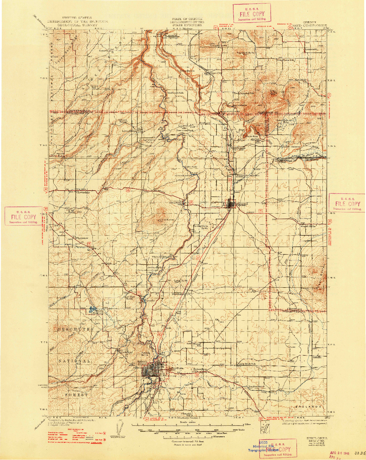 USGS 1:125000-SCALE QUADRANGLE FOR BEND, OR 1929