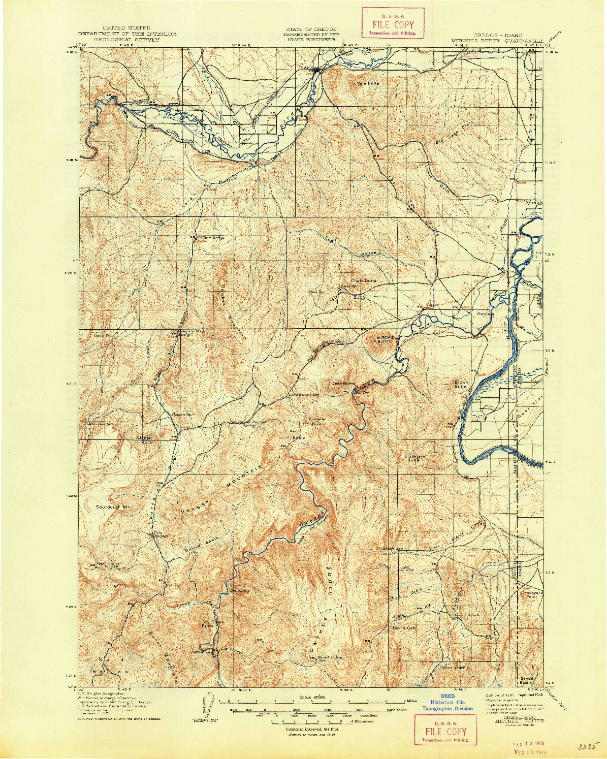 USGS 1:125000-SCALE QUADRANGLE FOR MITCHELL BUTTE, OR 1906