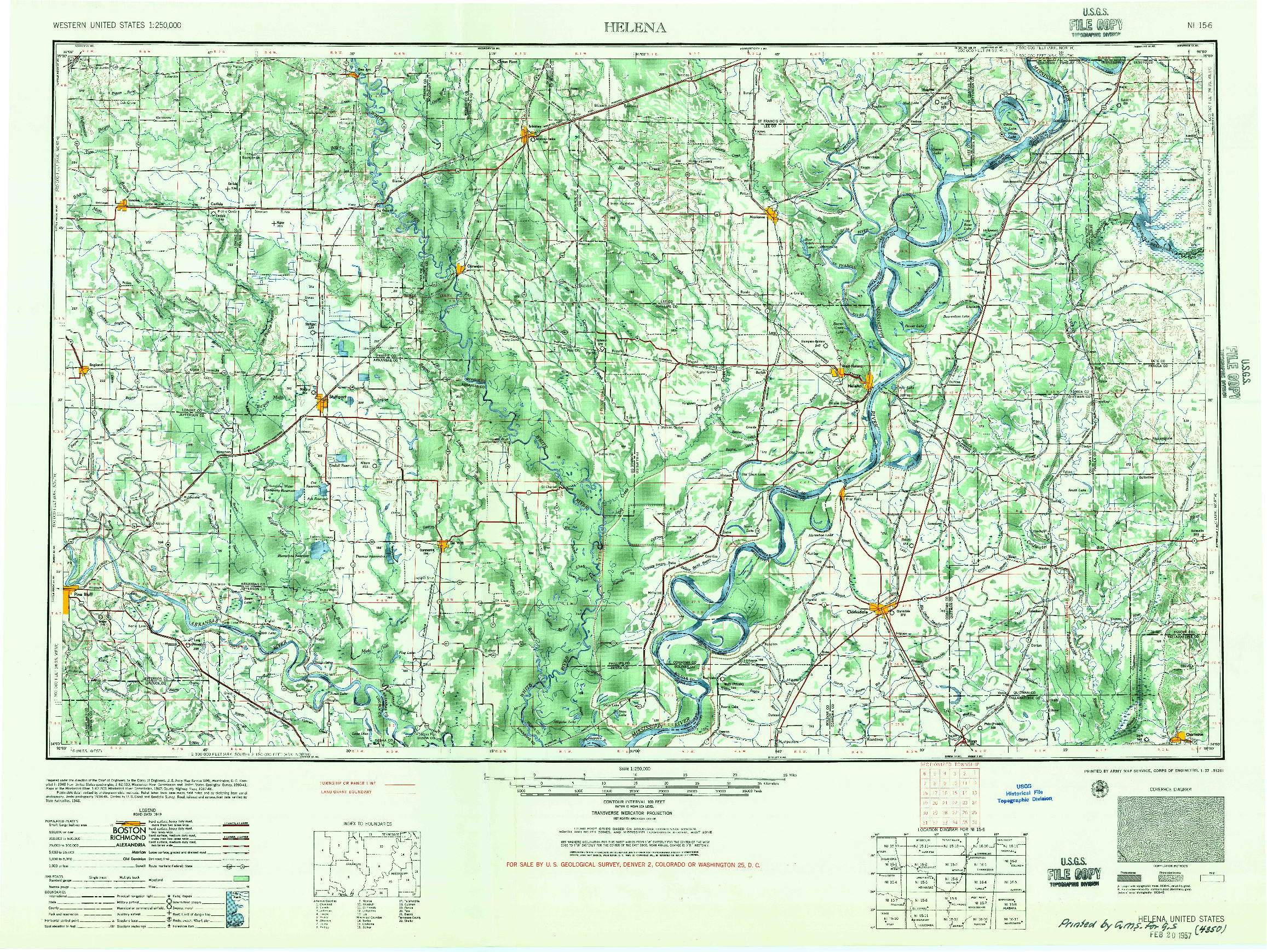 USGS 1:250000-SCALE QUADRANGLE FOR HELENA, AR 1948
