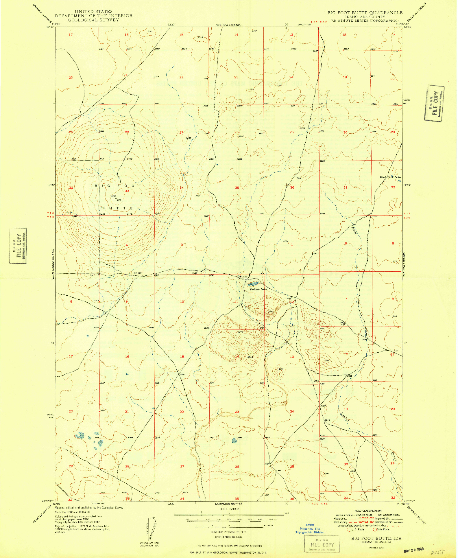 USGS 1:24000-SCALE QUADRANGLE FOR BIG FOOT BUTTE, ID 1948