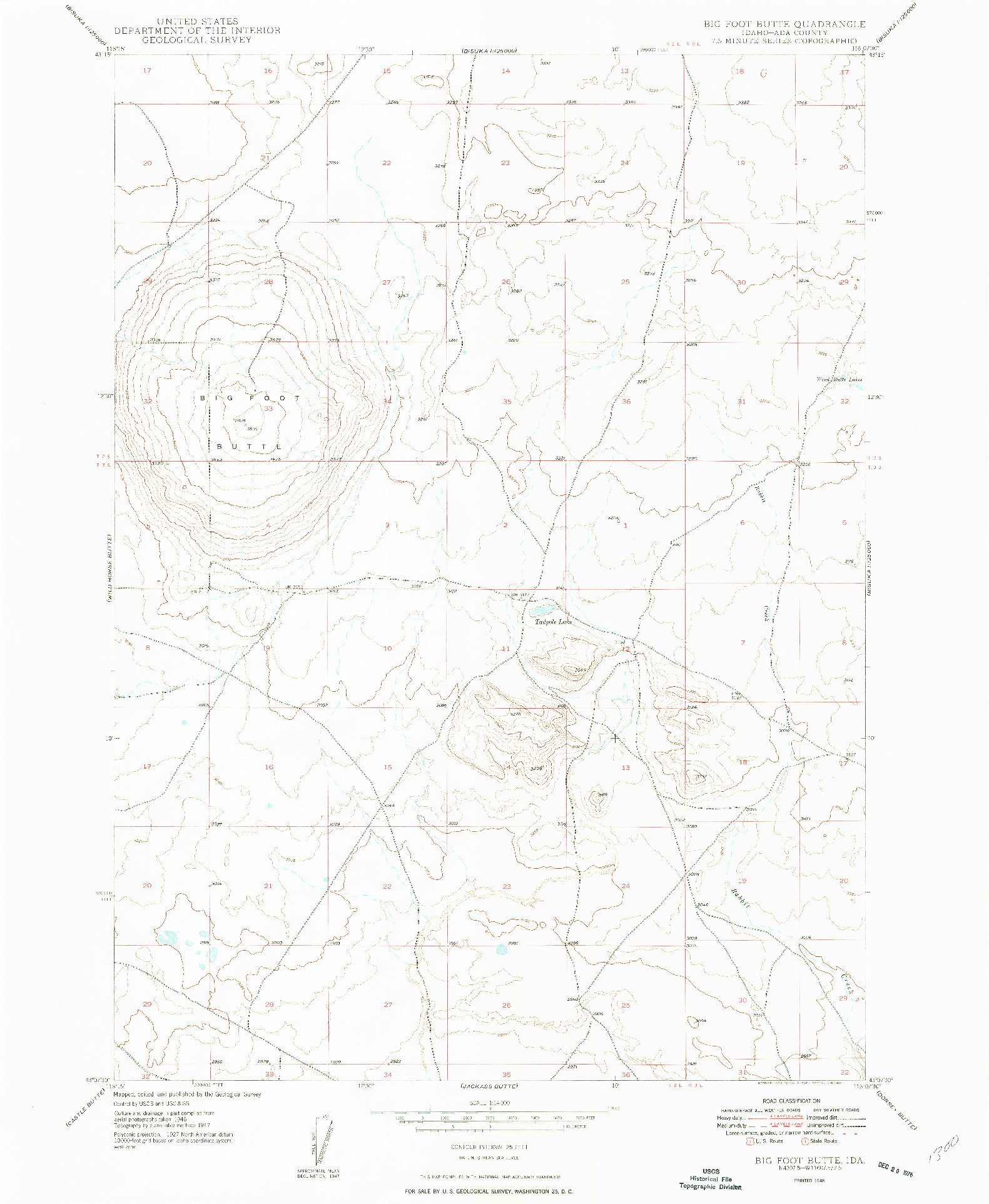 USGS 1:24000-SCALE QUADRANGLE FOR BIG FOOT BUTTE, ID 1948