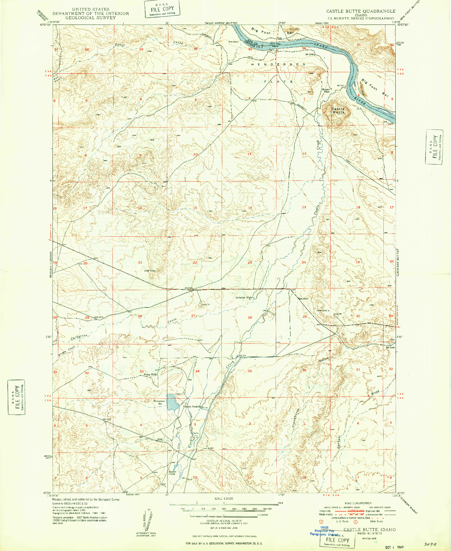 USGS 1:24000-SCALE QUADRANGLE FOR CASTLE BUTTE, ID 1948