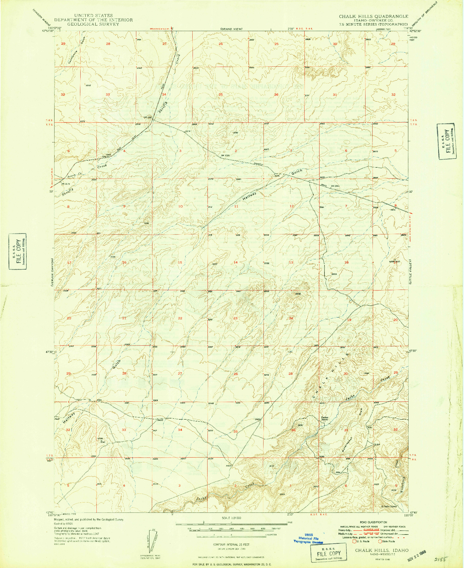 USGS 1:24000-SCALE QUADRANGLE FOR CHALK HILLS, ID 1948