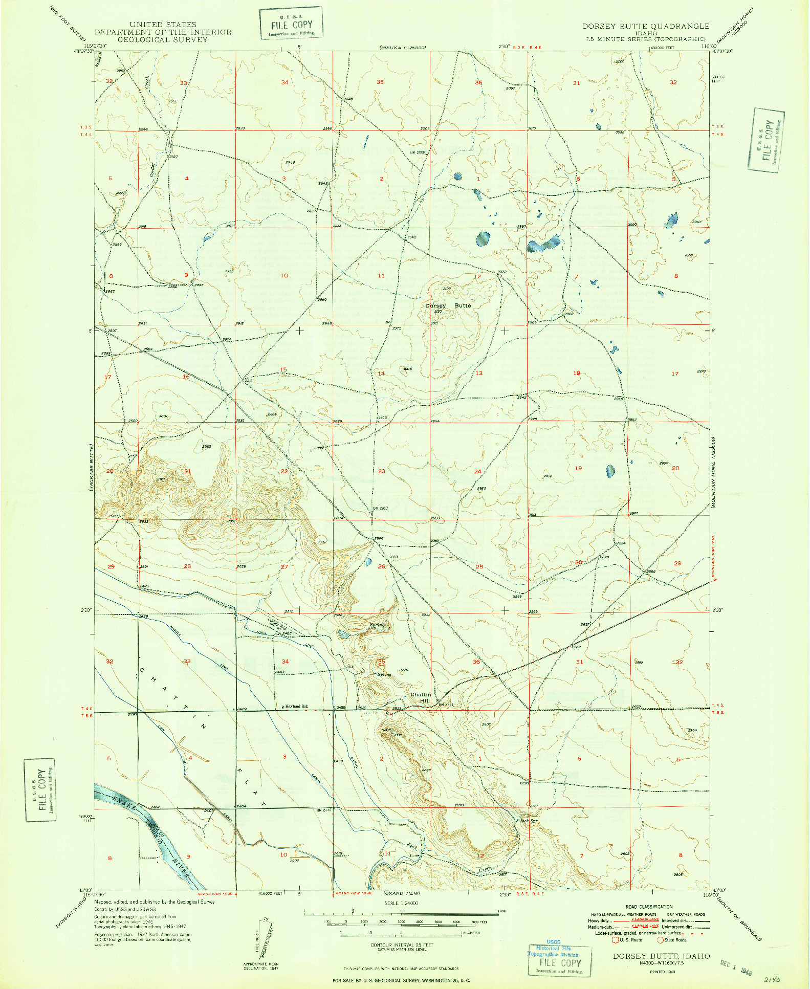 USGS 1:24000-SCALE QUADRANGLE FOR DORSEY BUTTE, ID 1948