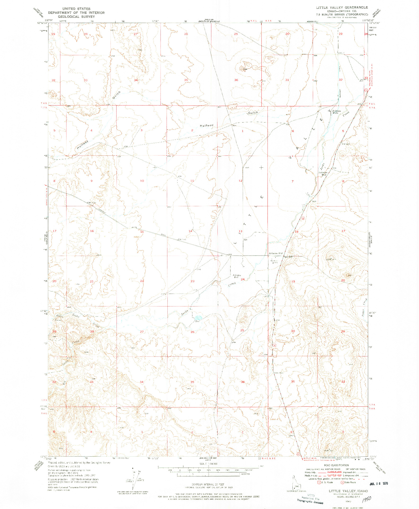 USGS 1:24000-SCALE QUADRANGLE FOR LITTLE VALLEY, ID 1947