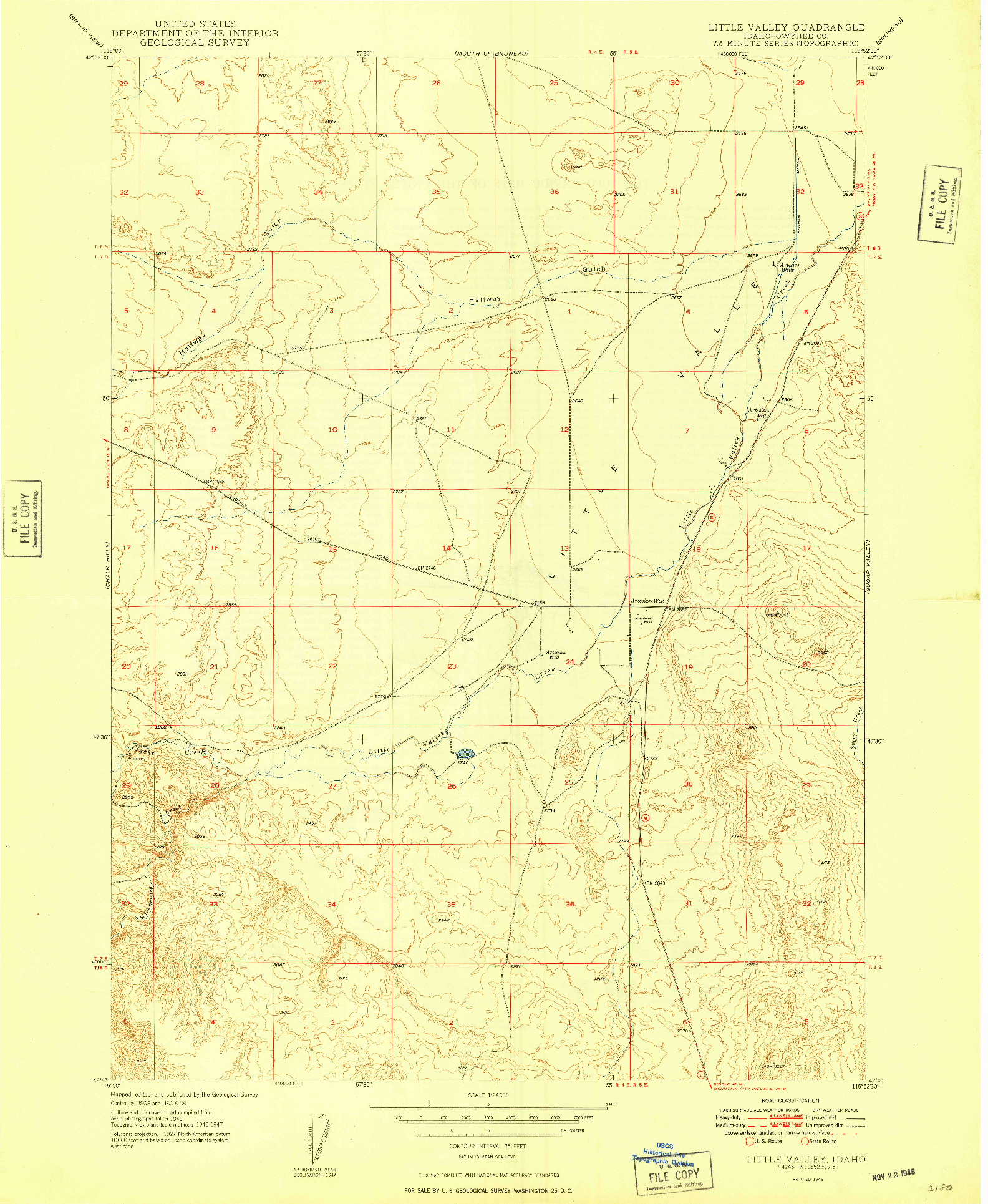USGS 1:24000-SCALE QUADRANGLE FOR LITTLE VALLEY, ID 1948