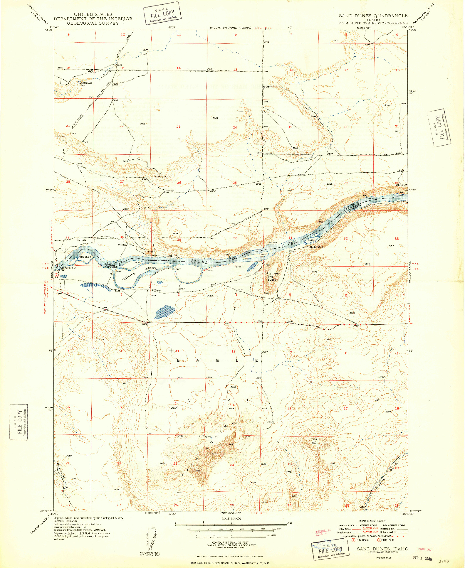 USGS 1:24000-SCALE QUADRANGLE FOR SAND DUNES, ID 1948
