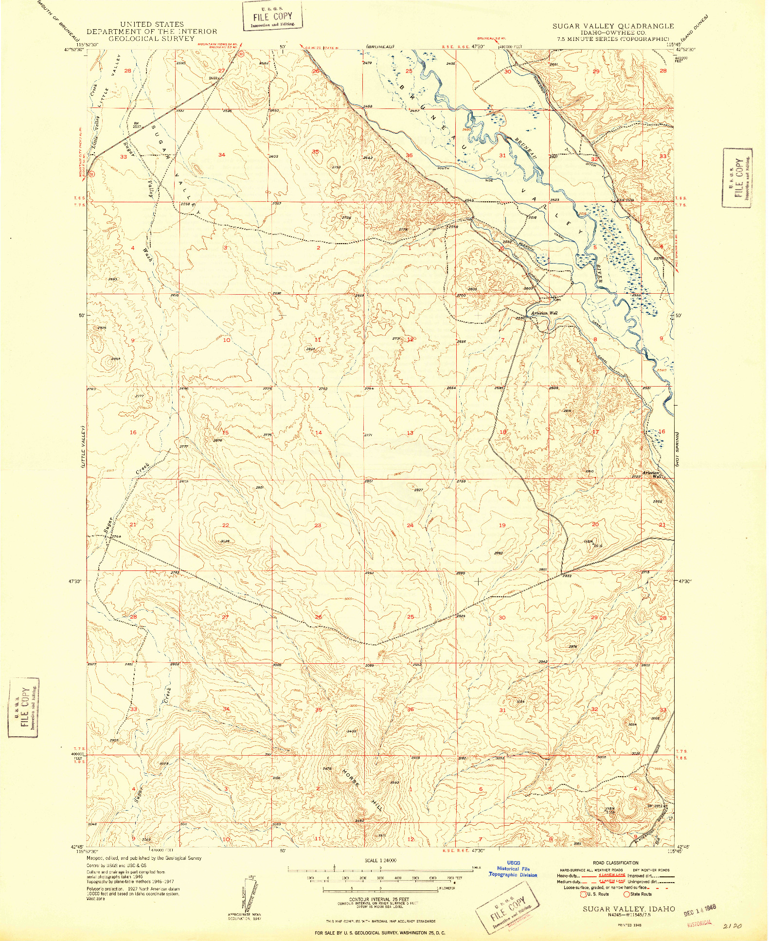 USGS 1:24000-SCALE QUADRANGLE FOR SUGAR VALLEY, ID 1948