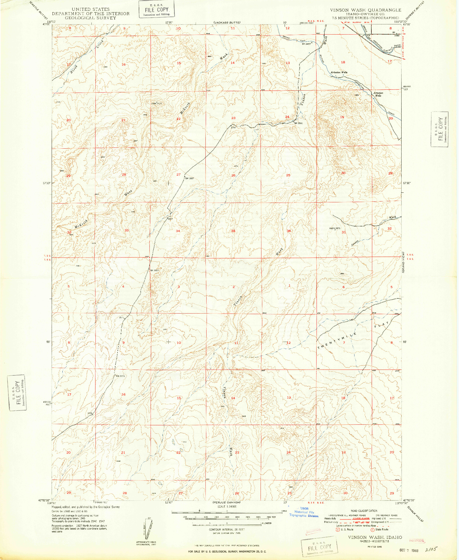 USGS 1:24000-SCALE QUADRANGLE FOR VINSON WASH, ID 1948