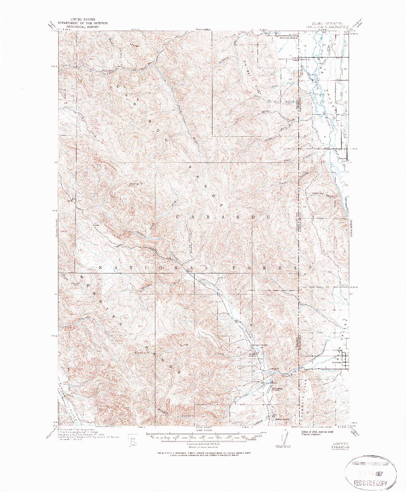 USGS 1:62500-SCALE QUADRANGLE FOR FREEDOM, ID 1915