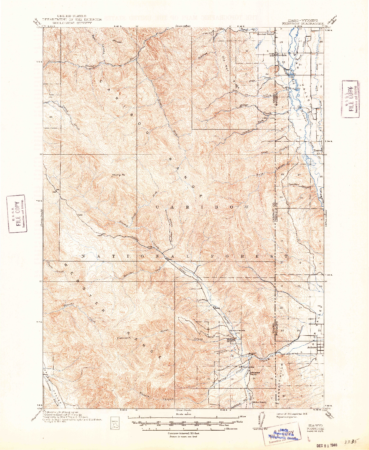 USGS 1:62500-SCALE QUADRANGLE FOR FREEDOM, ID 1915