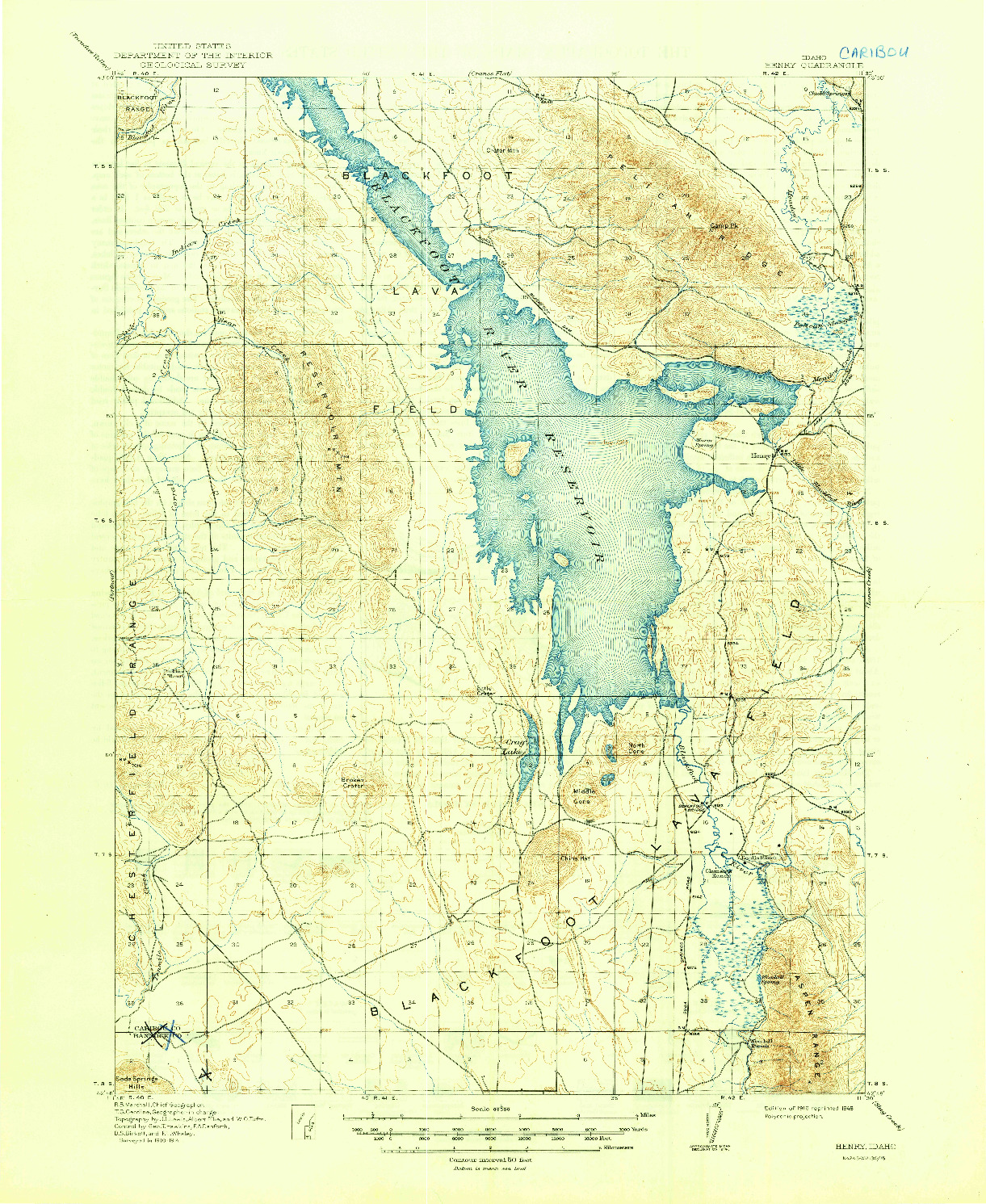 USGS 1:62500-SCALE QUADRANGLE FOR HENRY, ID 1916