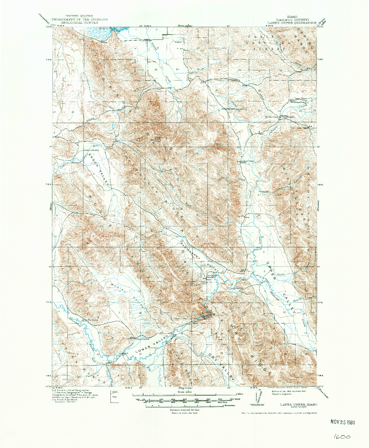 USGS 1:62500-SCALE QUADRANGLE FOR LANES CREEK, ID 1915
