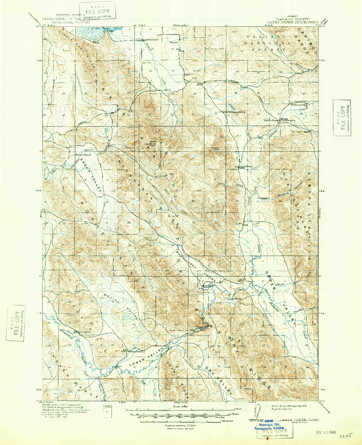 USGS 1:62500-SCALE QUADRANGLE FOR LANES CREEK, ID 1915