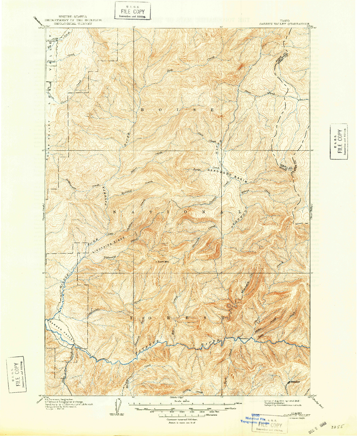 USGS 1:125000-SCALE QUADRANGLE FOR GARDEN VALLEY, ID 1909