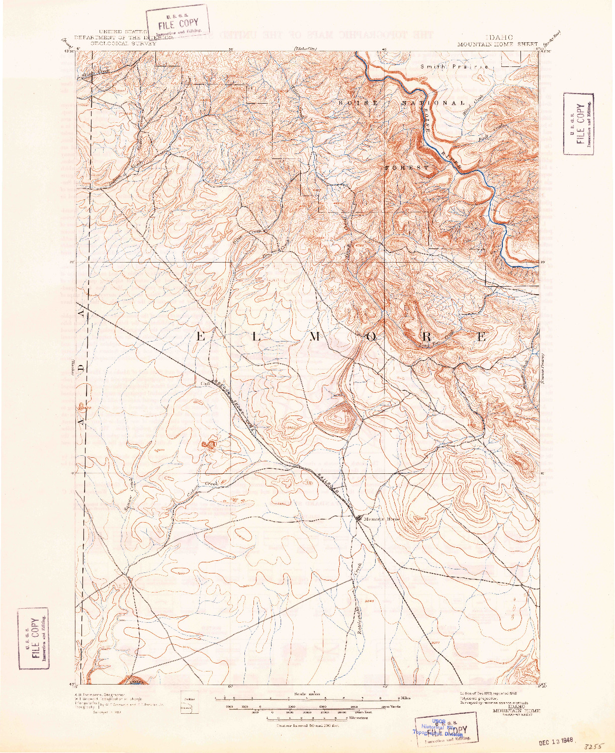 USGS 1:125000-SCALE QUADRANGLE FOR MOUNTAIN HOME, ID 1893