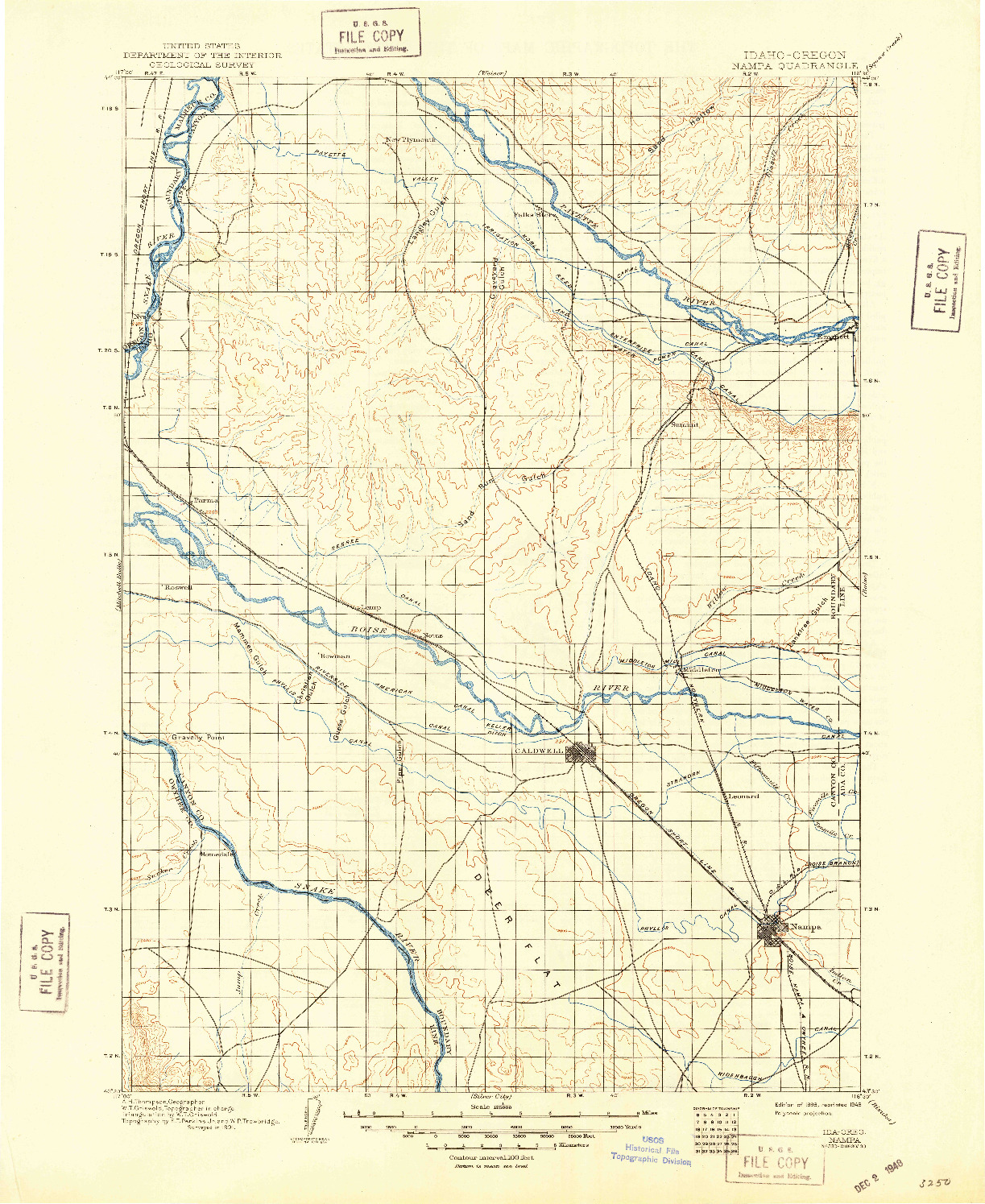 USGS 1:125000-SCALE QUADRANGLE FOR NAMPA, ID 1898