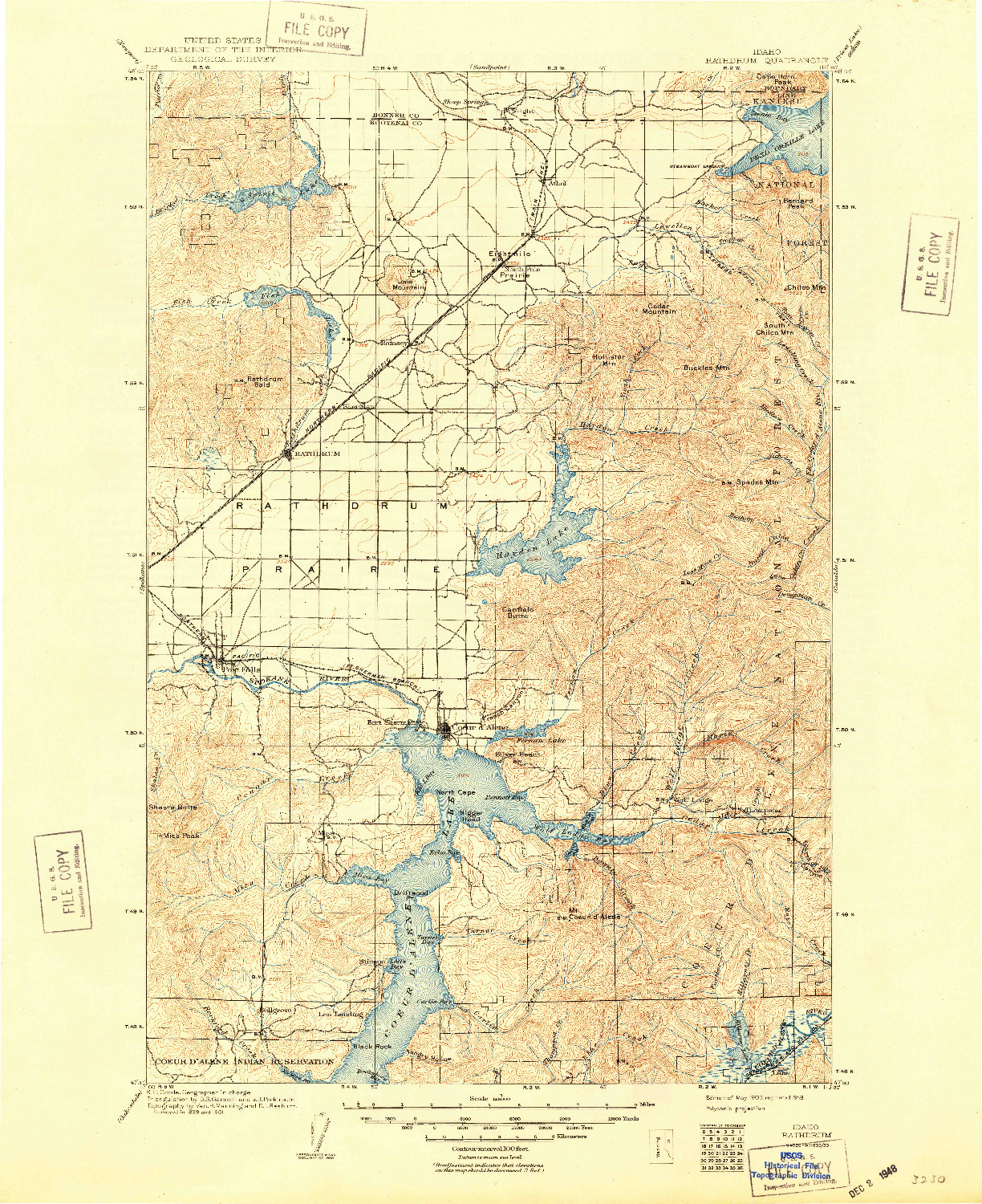 USGS 1:125000-SCALE QUADRANGLE FOR RATHDRUM, ID 1903