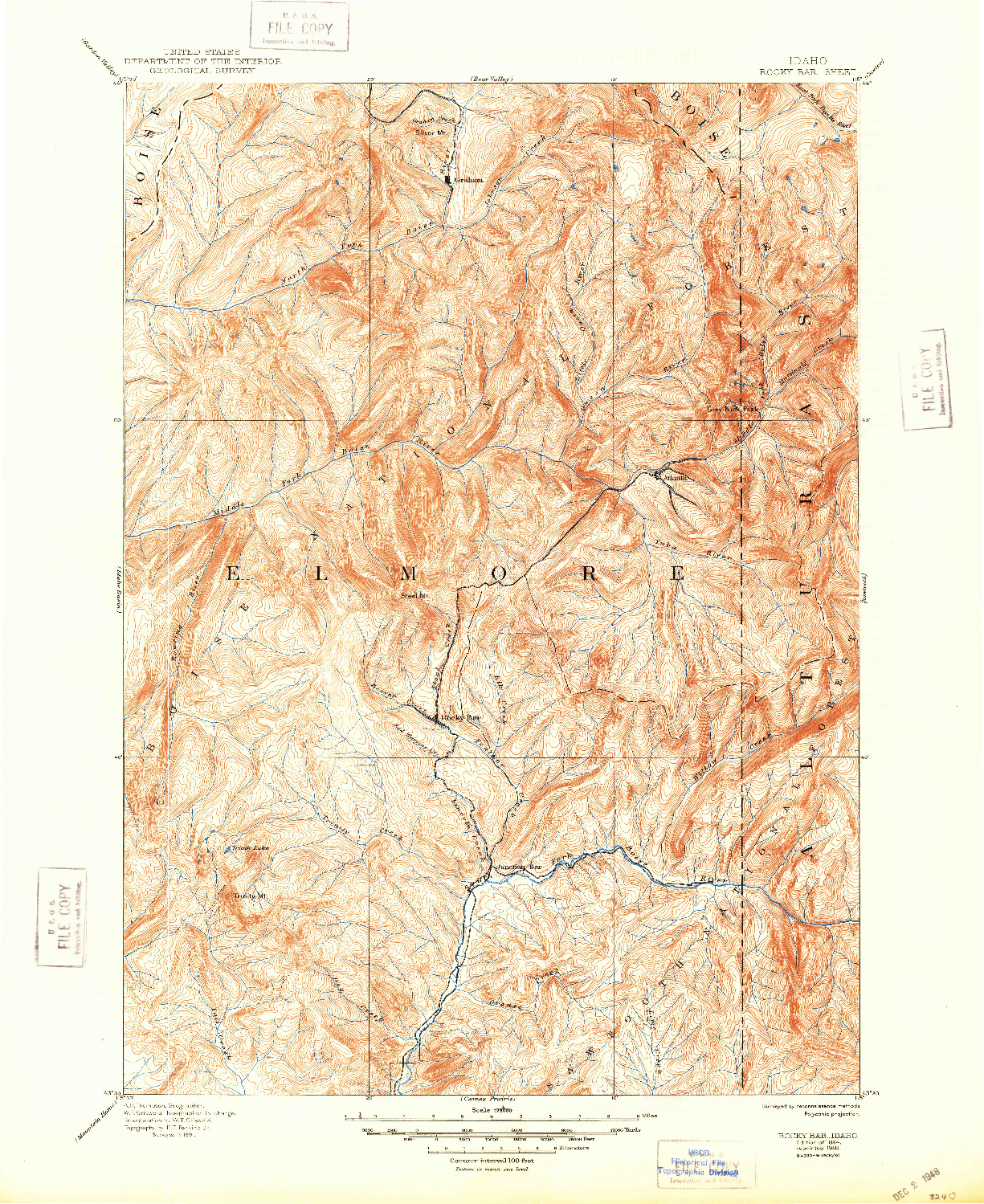 USGS 1:125000-SCALE QUADRANGLE FOR ROCKY BAR, ID 1894