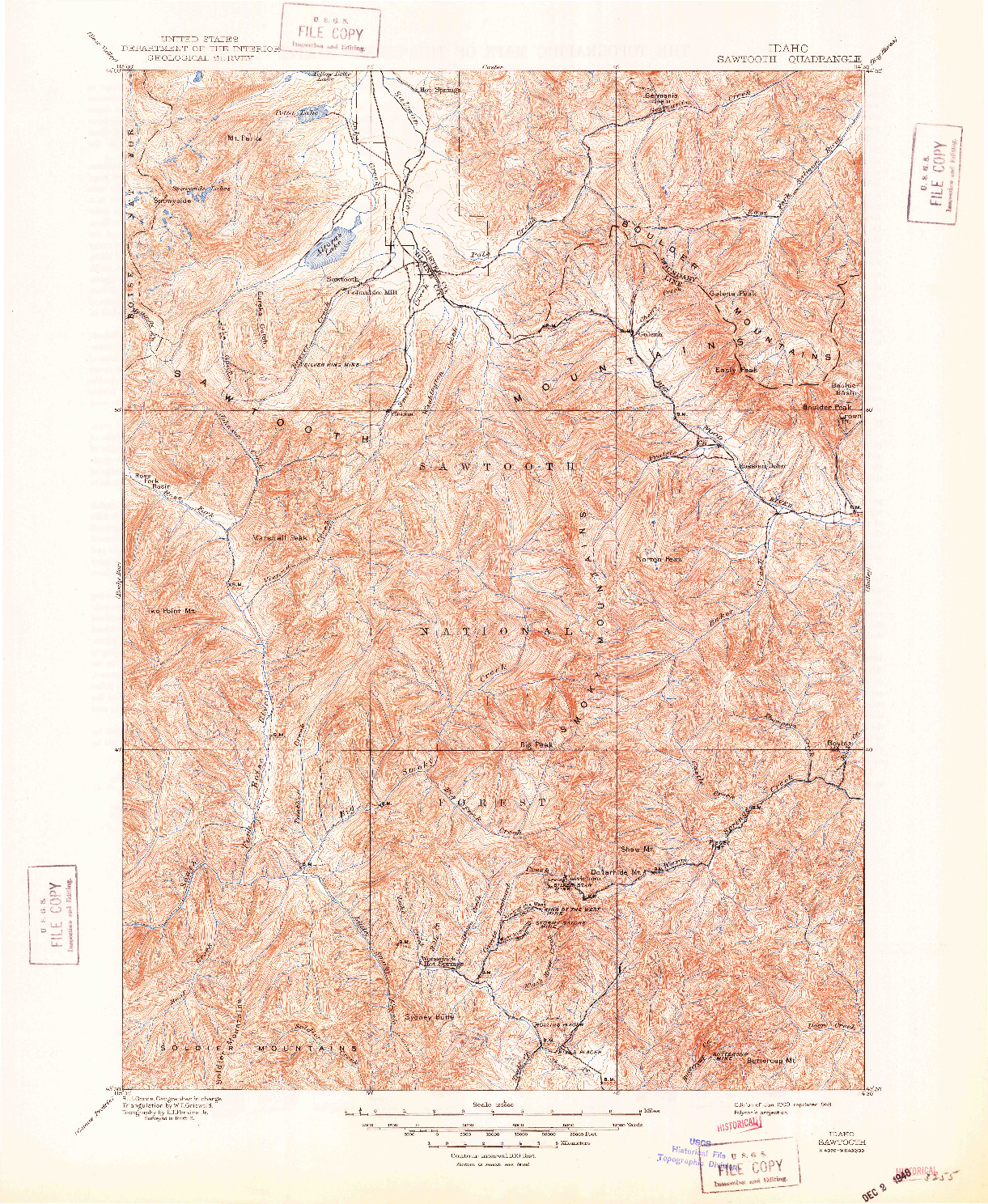 USGS 1:125000-SCALE QUADRANGLE FOR SAWTOOTH, ID 1900