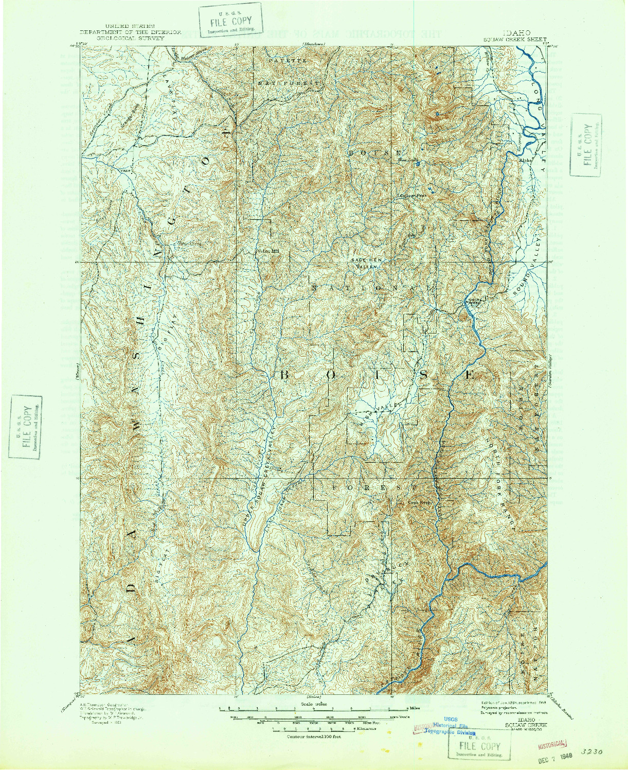 USGS 1:125000-SCALE QUADRANGLE FOR SQUAW CREEK, ID 1894