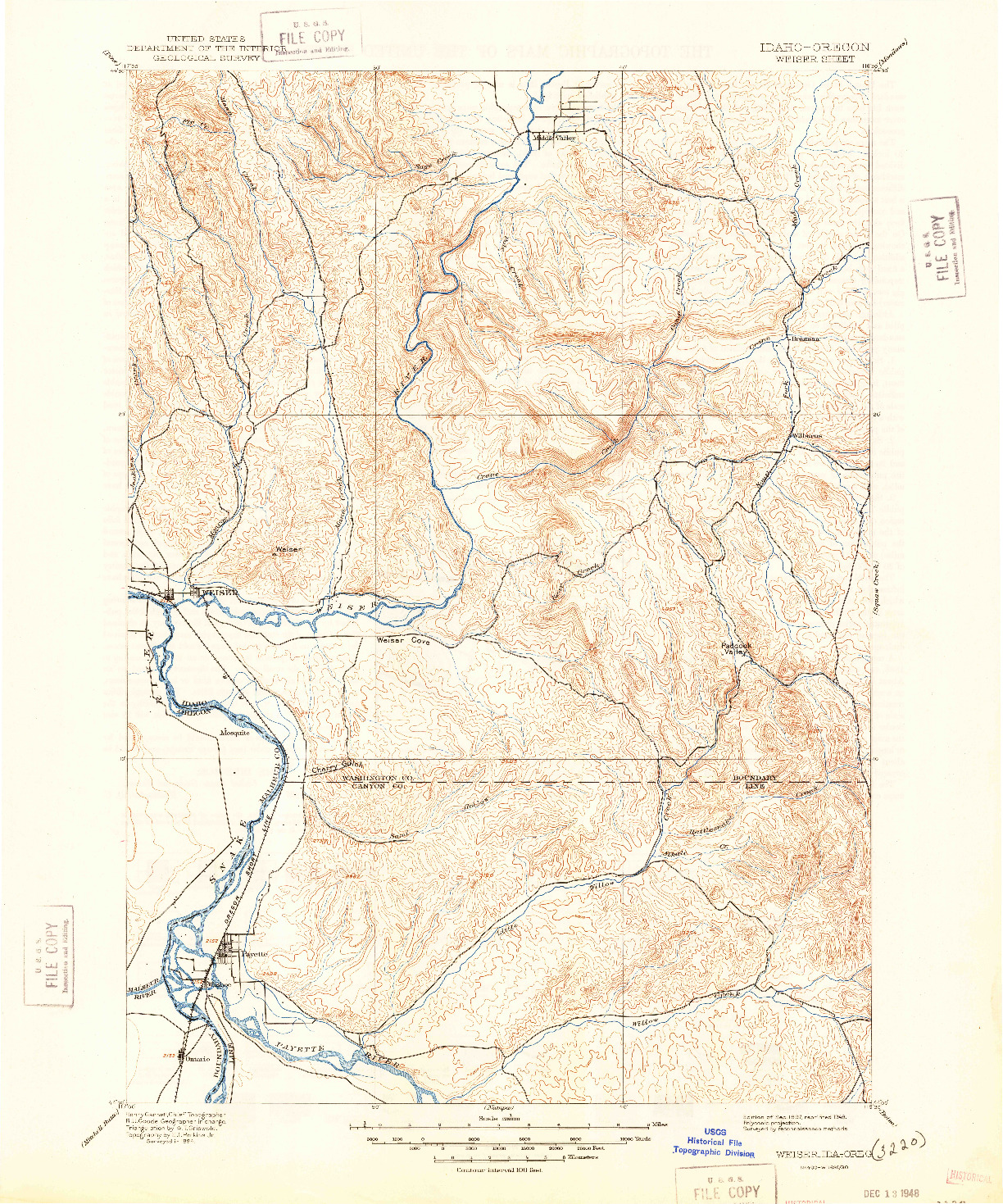 USGS 1:125000-SCALE QUADRANGLE FOR WEISER, ID 1897