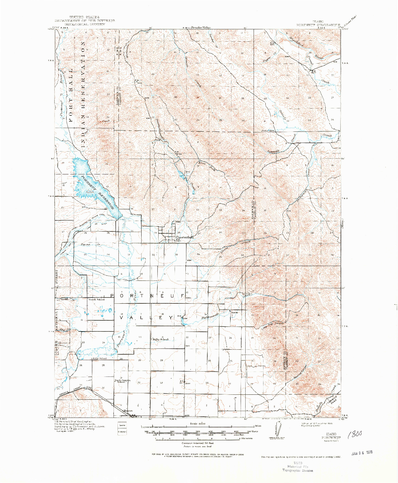 USGS 1:62500-SCALE QUADRANGLE FOR PORTNEUF, ID 1917