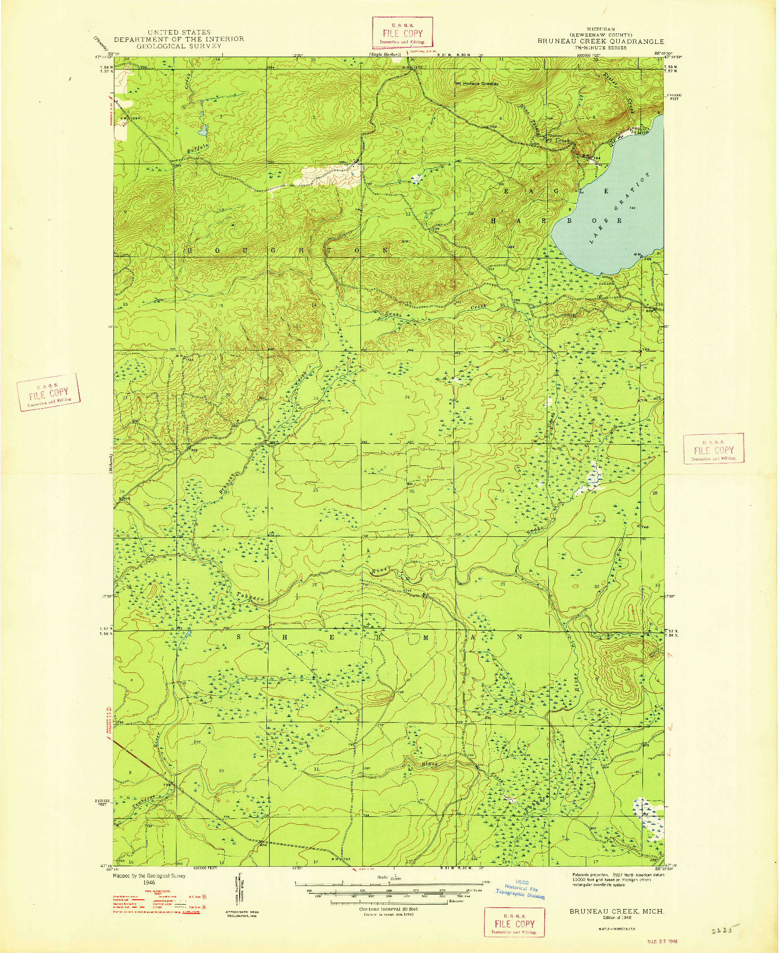 USGS 1:24000-SCALE QUADRANGLE FOR BRUNEAU CREEK, MI 1948