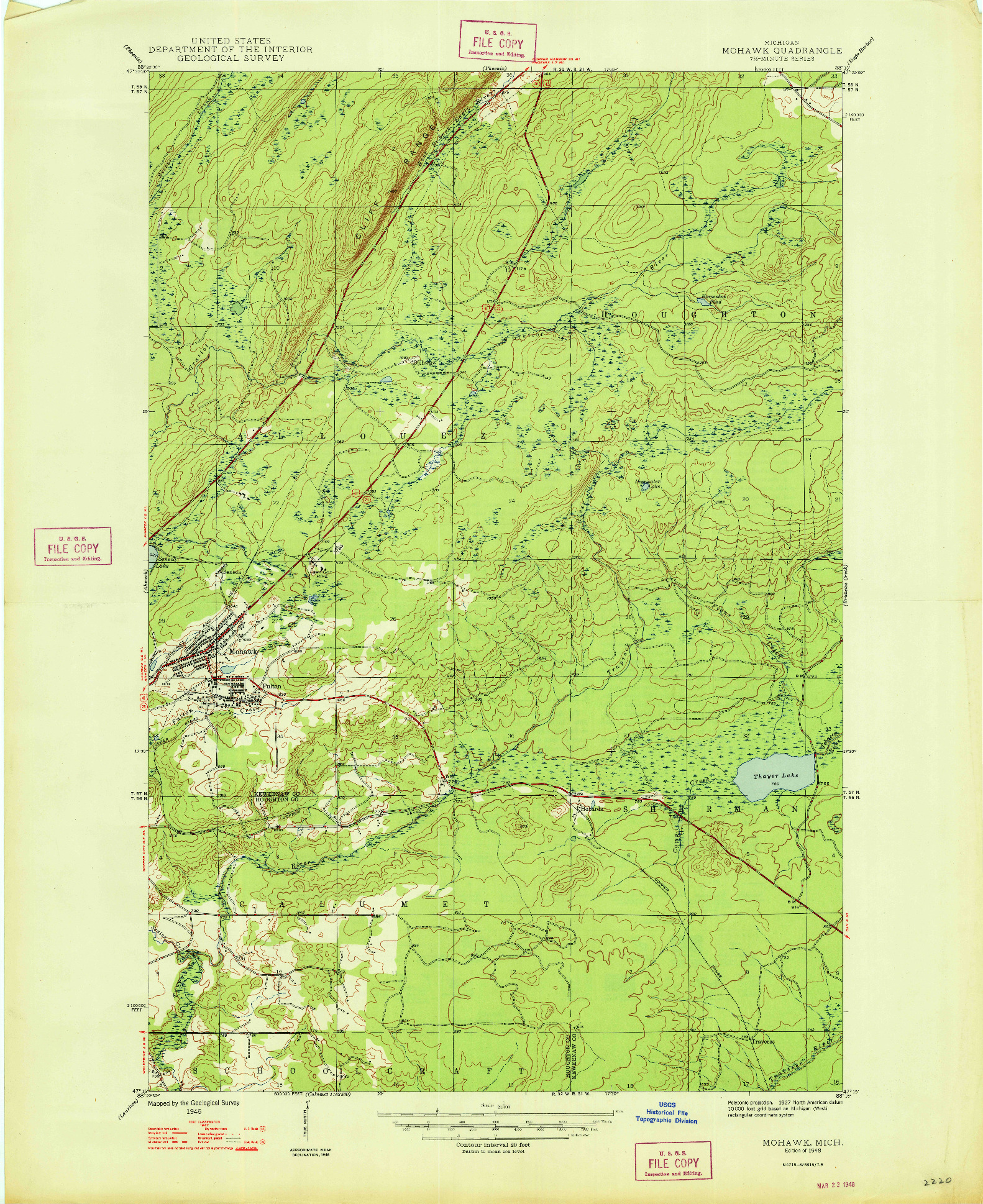 USGS 1:24000-SCALE QUADRANGLE FOR MOHAWK, MI 1948