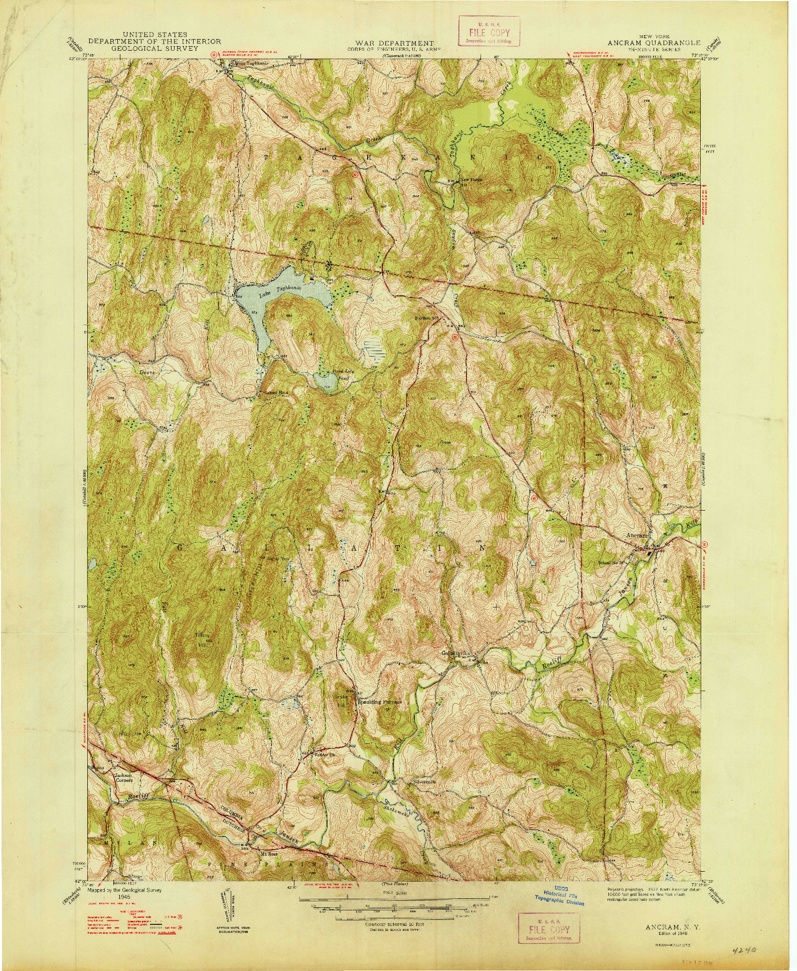 USGS 1:24000-SCALE QUADRANGLE FOR ANCRAM, NY 1948