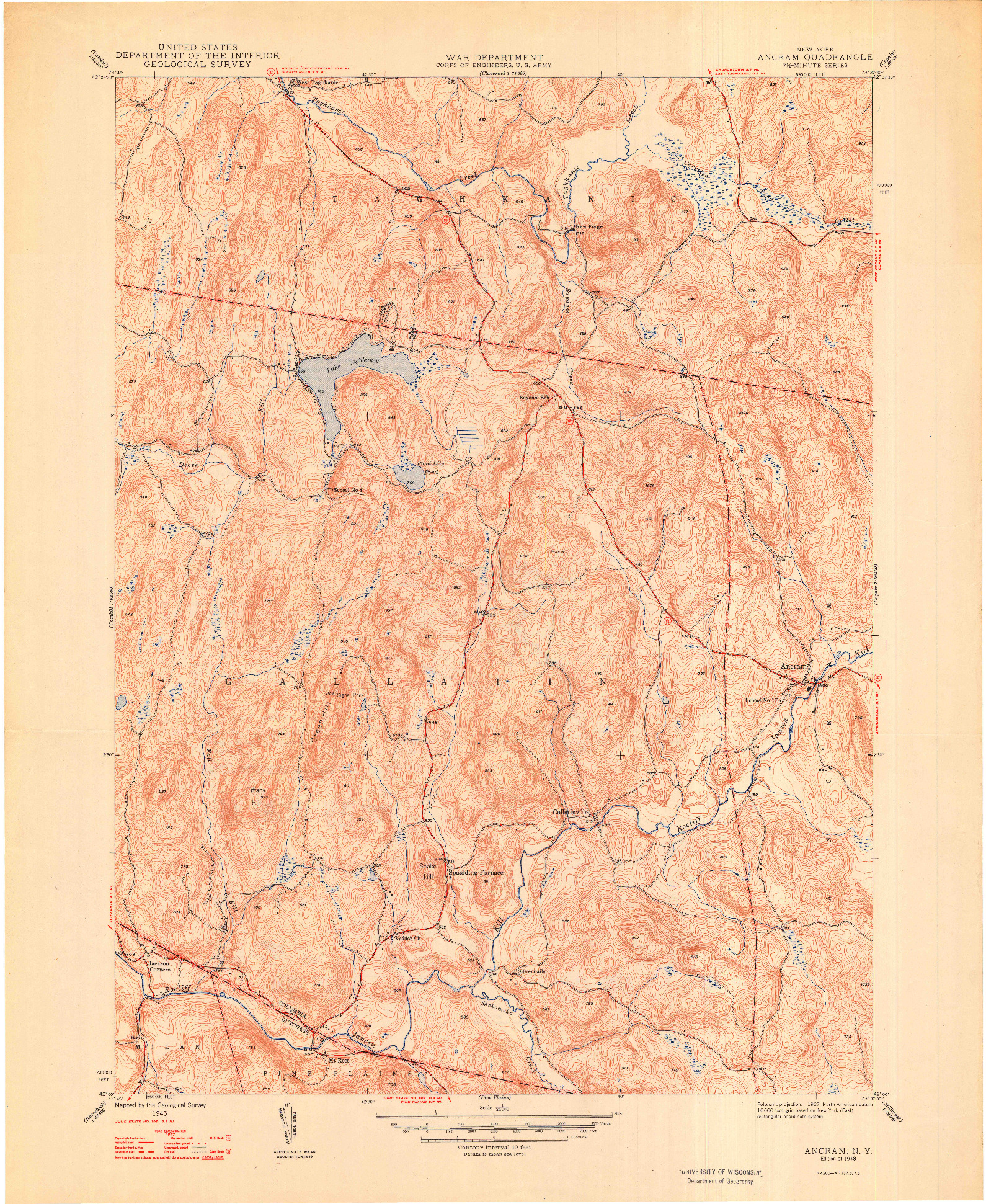 USGS 1:24000-SCALE QUADRANGLE FOR ANCRAM, NY 1948