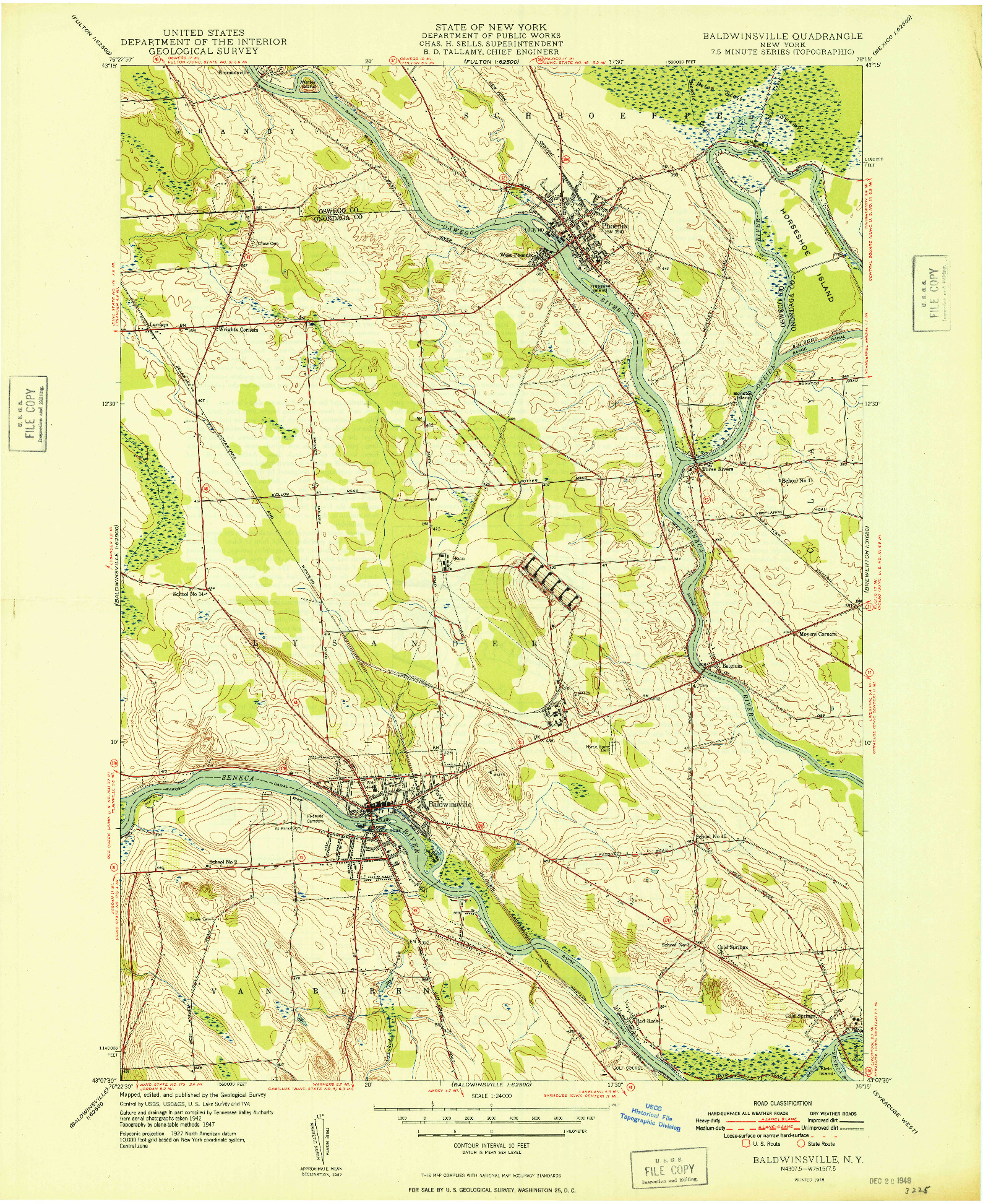 USGS 1:24000-SCALE QUADRANGLE FOR BALDWINSVILLE, NY 1948