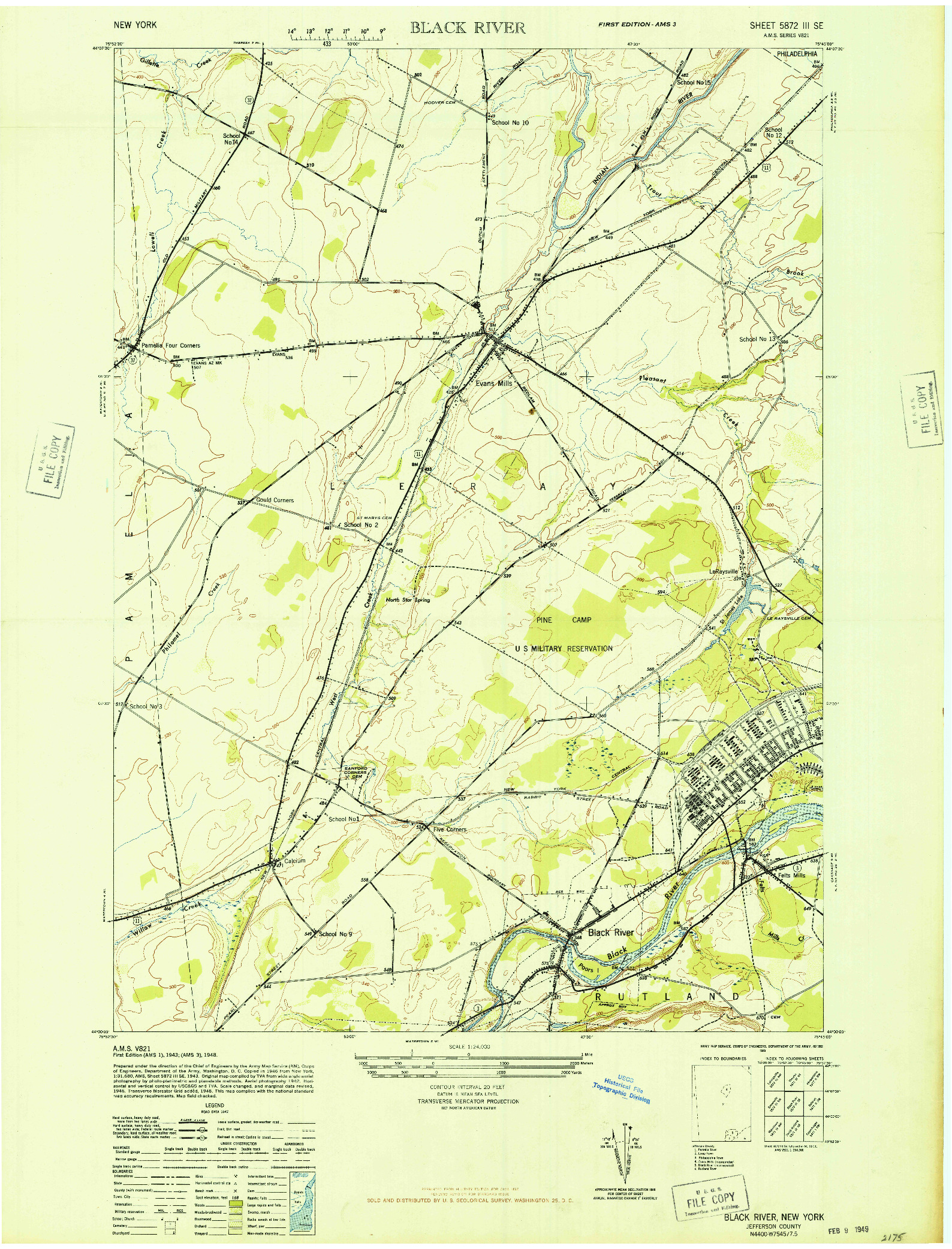 USGS 1:24000-SCALE QUADRANGLE FOR BLACK RIVER, NY 1948