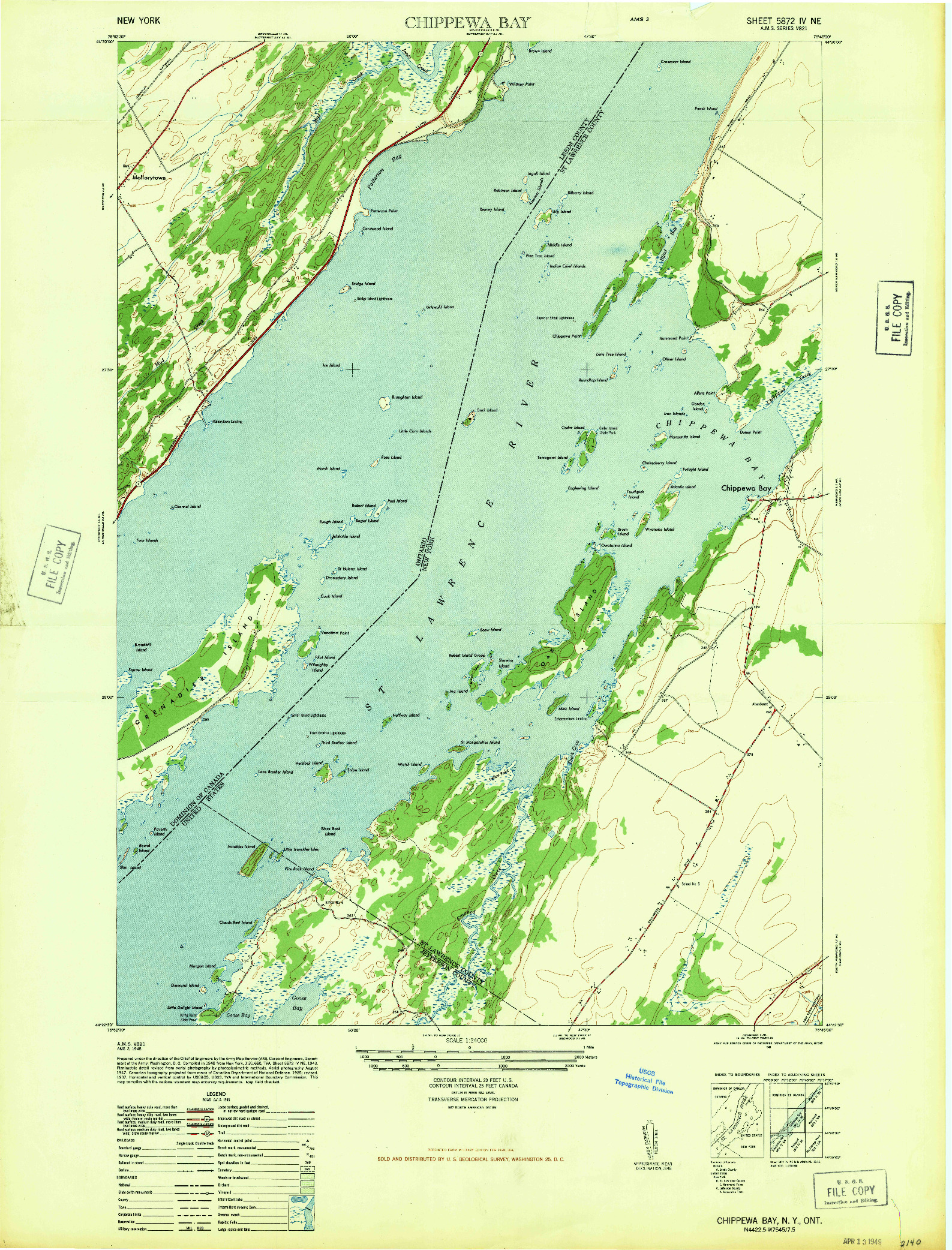 USGS 1:24000-SCALE QUADRANGLE FOR CHIPPEWA BAY, NY 1948