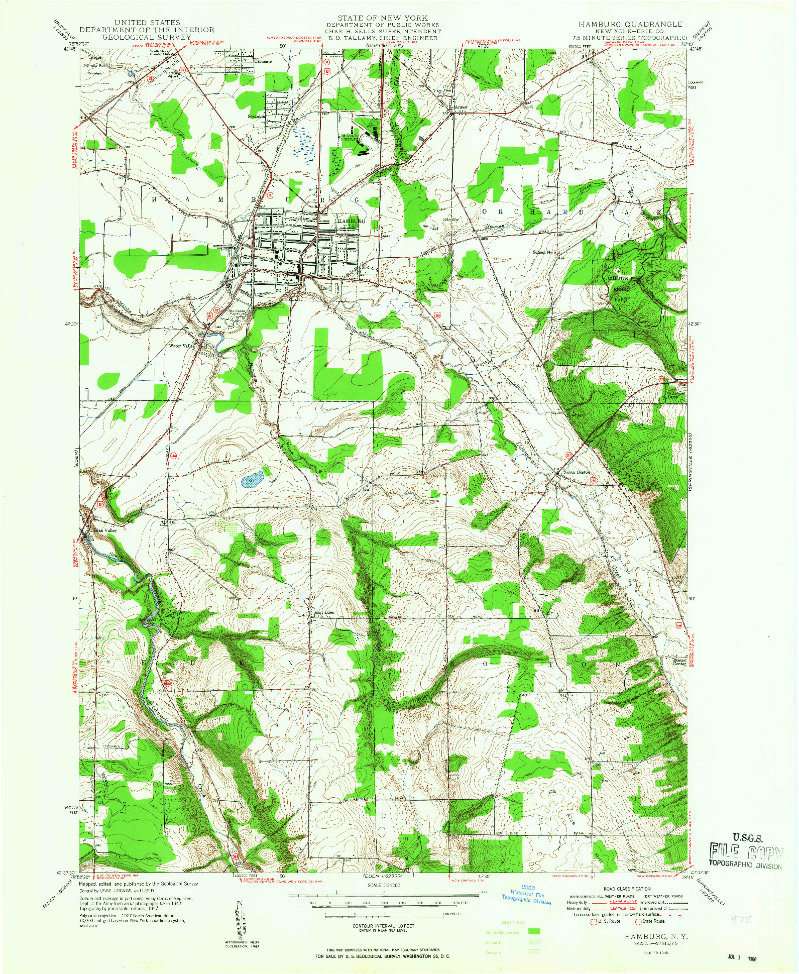 USGS 1:24000-SCALE QUADRANGLE FOR HAMBURG, NY 1948