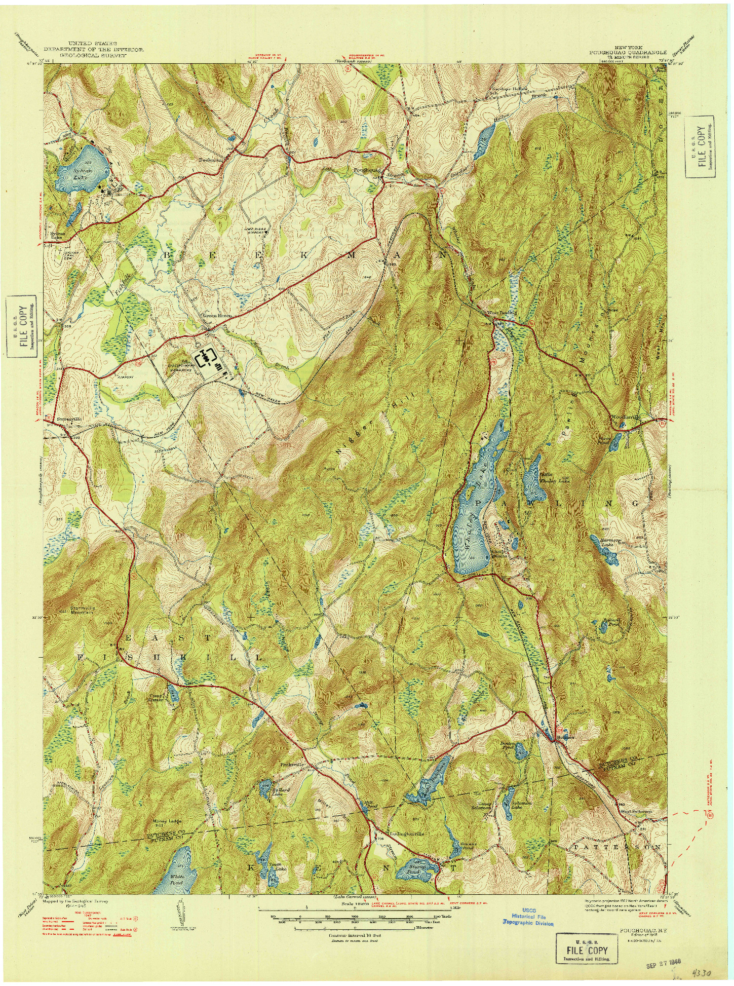 USGS 1:24000-SCALE QUADRANGLE FOR POUGHQUAG, NY 1948